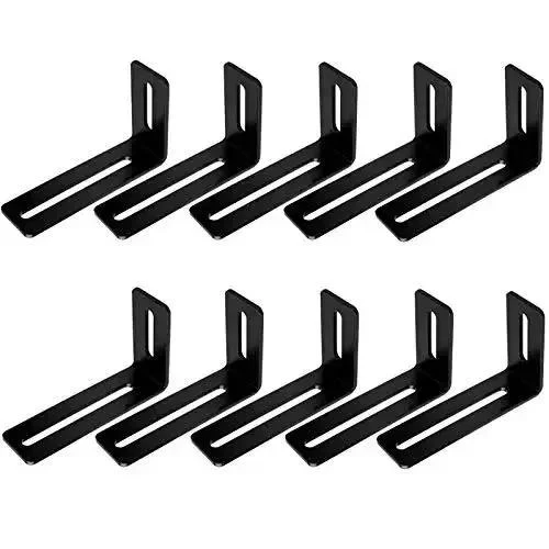 Ten Pack Four Inch Black Adjustable L Shape Corner Braces With Slot Beefy Steel Right Angle Brackets For PC Case And Wood Furniture One Eighth Inch Thick Maximum Load About Thirty Pounds - Image 4