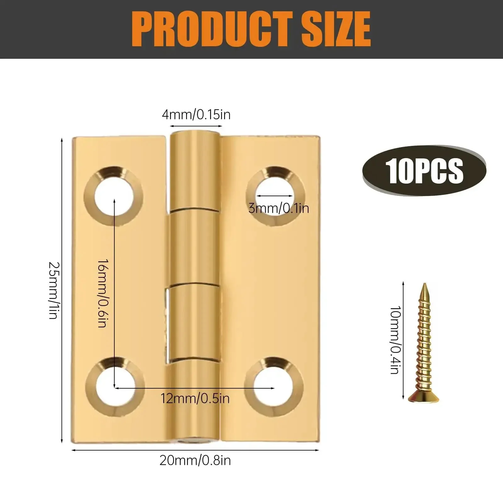 Ten Pack Mini Solid Brass Hinge For Jewelry Box Cabinet Drawer Butt Hinge One Inch Small Hinges For Wooden Box Screws Included Corrosion Resistant Durable Hardware - Image 7