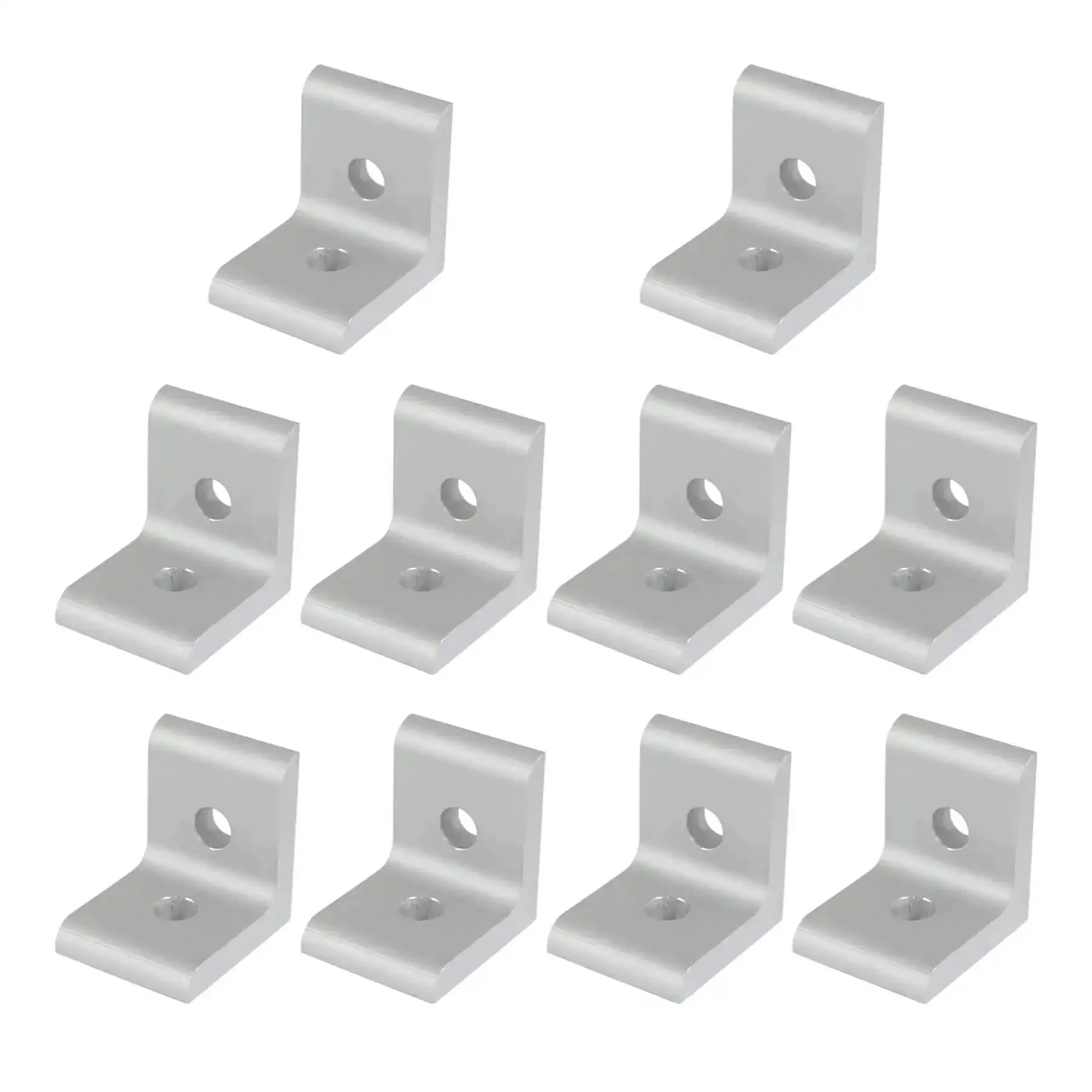 Ten Pack Of Two Hole Inside Corner Brackets For 1010 Aluminum Extrusions L Shaped Connector Heavy Duty Aluminum Brackets Smooth Edges Easy To Install And Reuse Each Bracket Measures 0.99 By 0.99 By 0.88 Inches