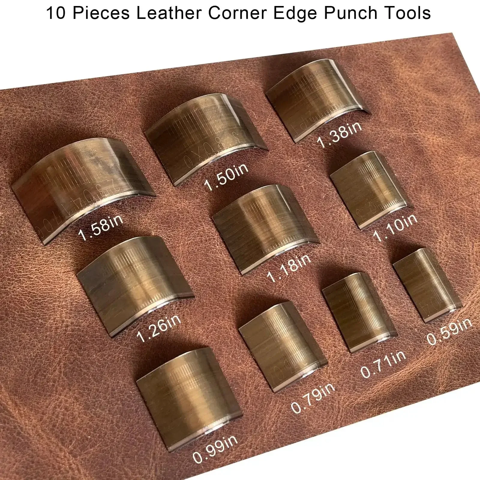 Ten Piece Leather Corner Punch Set With High Carbon Steel Edge Cutters, Durable Corner Trimmers And Included Mat For DIY Leather Crafts, Includes 15mm To 40mm Sizes For Clean, Precise Corner Edges And Smooth Finishes - Image 7