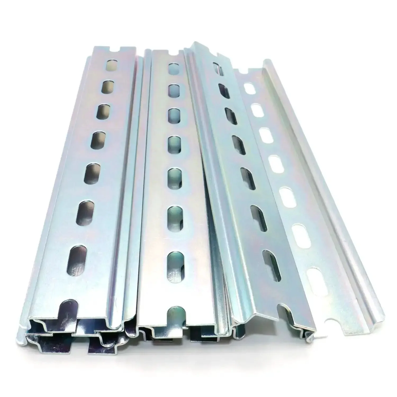 Ten Piece TS Thirty Five Seven Point Five Slotted DIN Rail Zinc Plated SPCC Steel RoHS CE Certified Eight Inch Long Thirty Five Millimeter Wide Seven Point Five Millimeter High Built Tough and Ready To Rock for US Standards