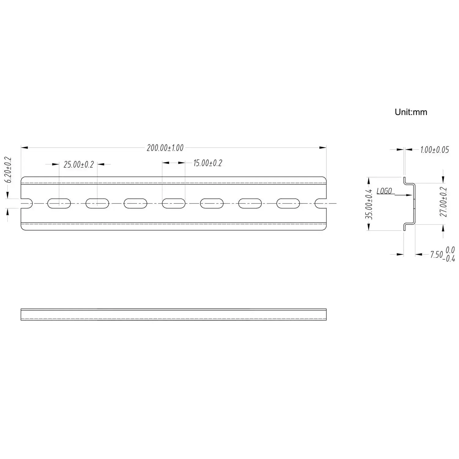 Ten Piece TS Thirty Five Seven Point Five Slotted DIN Rail Zinc Plated SPCC Steel RoHS CE Certified Eight Inch Long Thirty Five Millimeter Wide Seven Point Five Millimeter High Built Tough and Ready To Rock for US Standards - Image 2