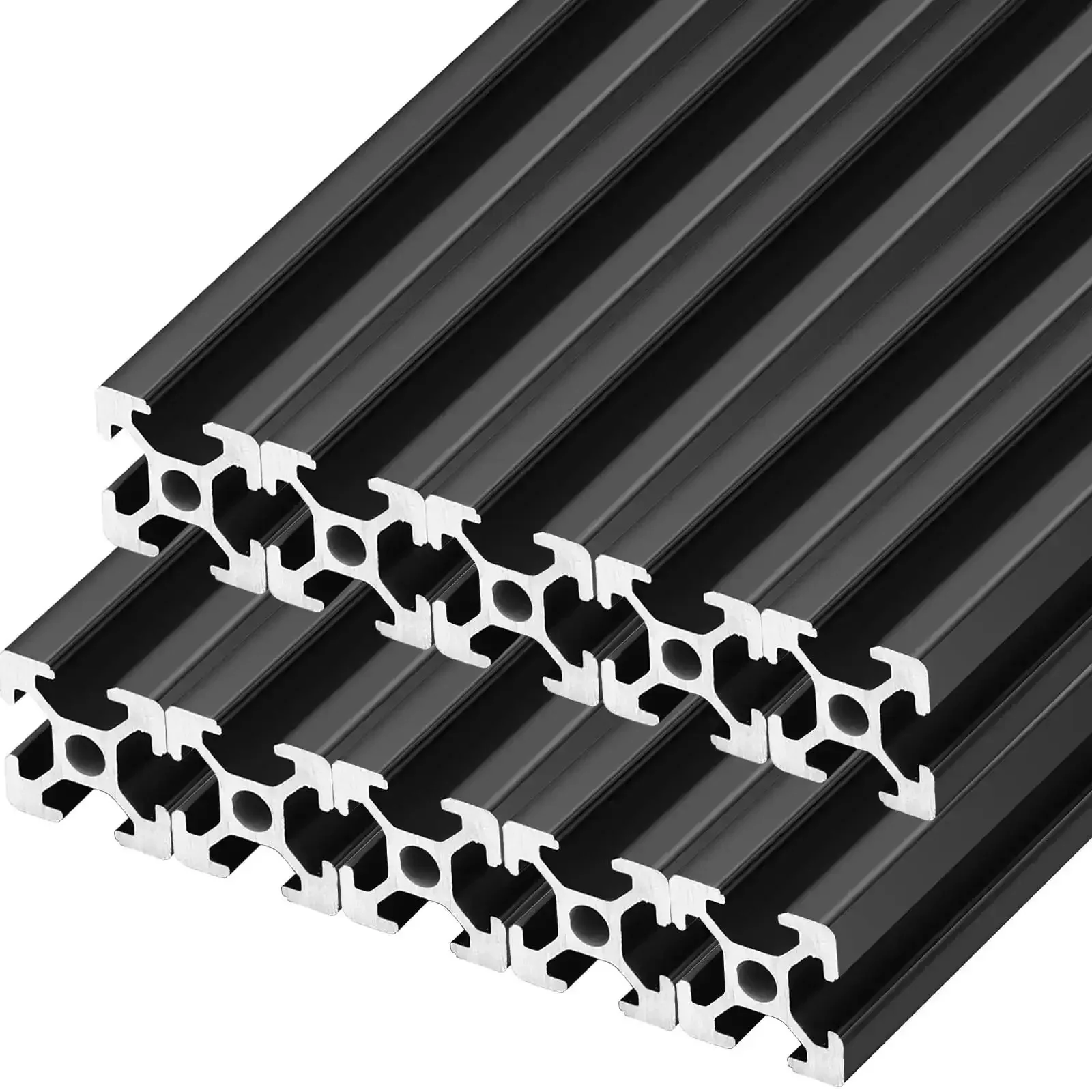 Ten Pieces Of 1000 MM 2020 Aluminum Extrusion European Standard Anodized Linear Rail For DIY CNC Workbench And 3D Printer Parts Black T Style Ideal For Makers And Hobbyists Building Custom Frames And Rigs