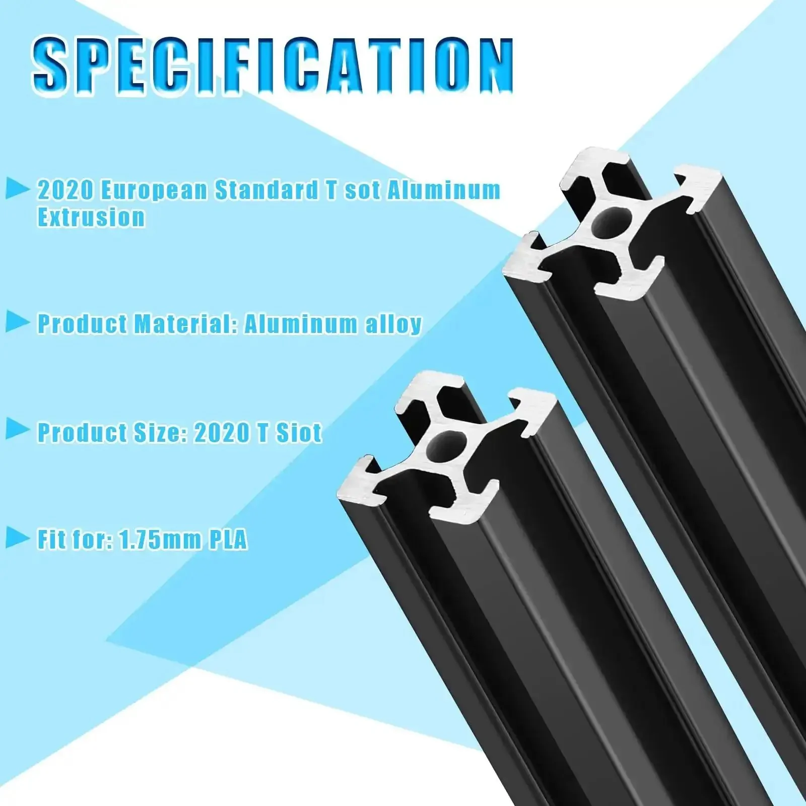 Ten Pieces Of 1000 MM 2020 Aluminum Extrusion European Standard Anodized Linear Rail For DIY CNC Workbench And 3D Printer Parts Black T Style Ideal For Makers And Hobbyists Building Custom Frames And Rigs - Image 5