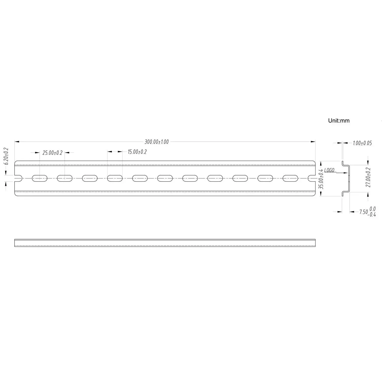 Ten Pieces TS35 7.5 Slotted DIN Rail Zinc Plated SPCC Steel With RoHS CE 12 Inch Long 35mm Wide 7.5mm High Built Tough Durable Vibration Resistant Anti Loosening - Image 2