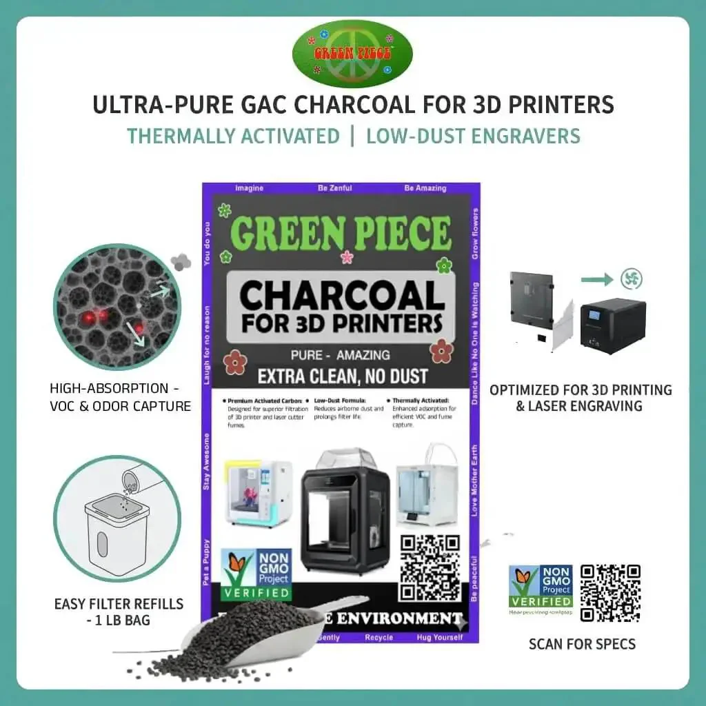Thermally Activated GAC Carbon Filter For 3D Printers And Laser Engravers, Low Dust Charcoal, High Absorption Refill, 1 Lb Clean Filter And Print Cleaner, Cut VOCs, Odors, Fumes, Save Cash And Keep Your Workspace Fresh - Image 3
