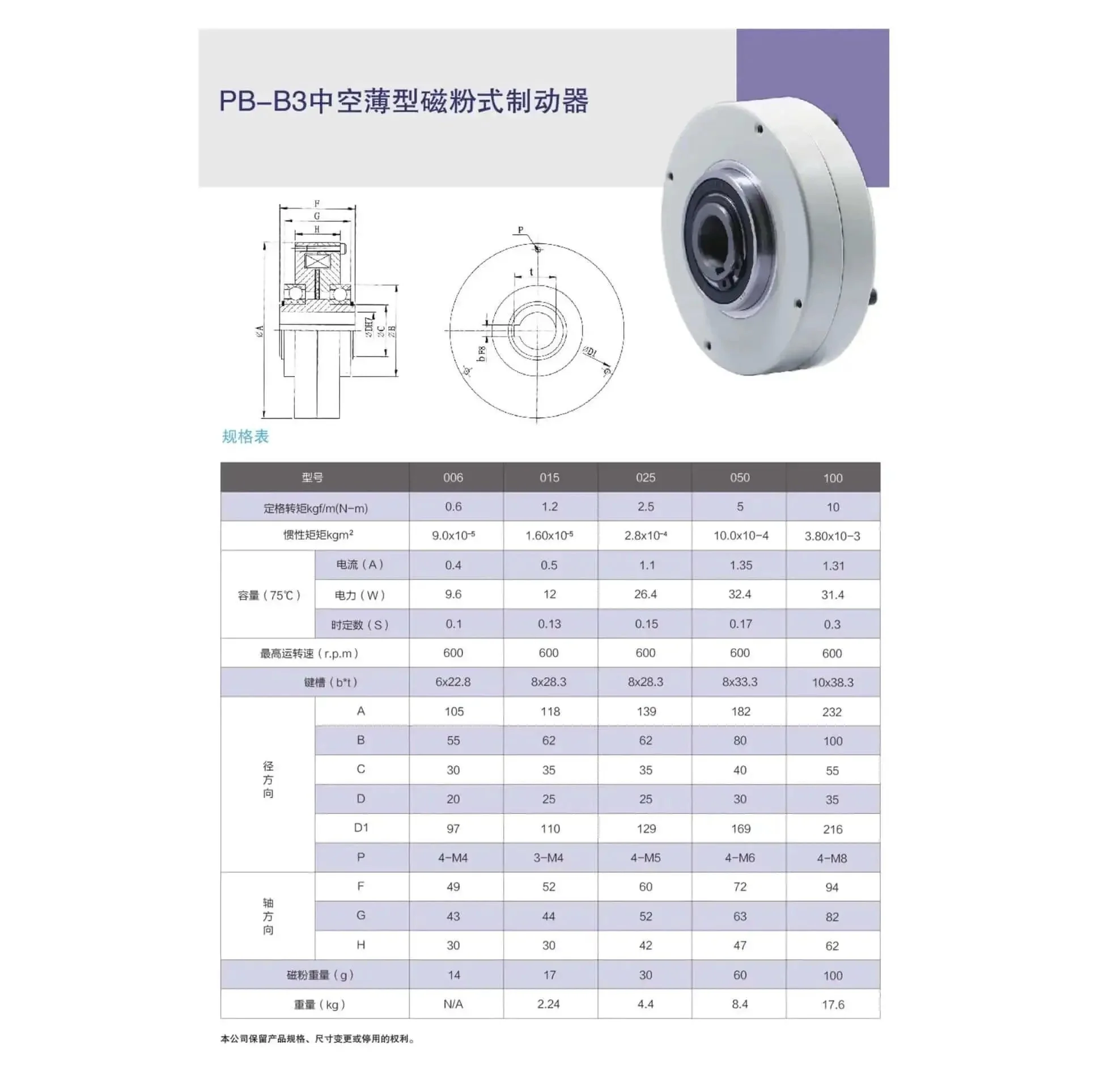 Thin Magnetic Powder Brake 24V With Torque Options PB B3 0.3 3Nm And PB B3 0.6 6Nm, Compact Linear Brake For Precise Control, One Color Finish, Durable, Easy Install, Industrial Automation Component - Image 3