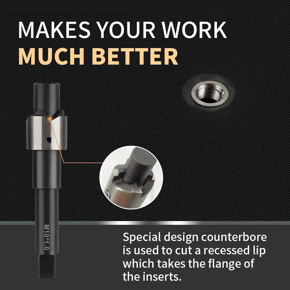 Thread Repair Kit M10X1.0X12.7MM With Stainless Steel Inserts And HSS Drill Tap Counterbore And Installation Driver Includes Ten Inserts For Stronger Internal Threads And Durable Repairs - Image 4