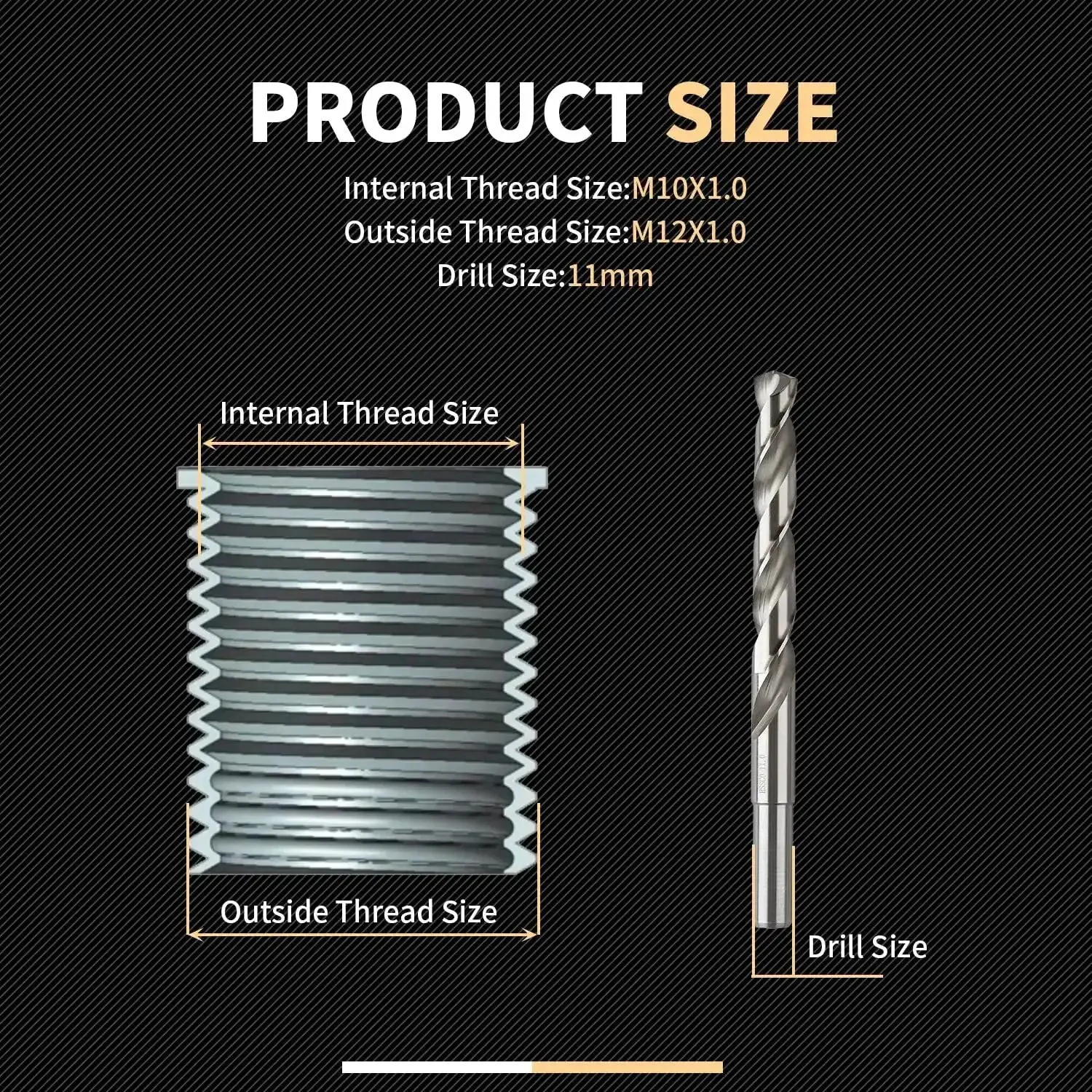 Thread Repair Kit M10X1.0X12.7MM With Stainless Steel Inserts And HSS Drill Tap Counterbore And Installation Driver Includes Ten Inserts For Stronger Internal Threads And Durable Repairs - Image 5