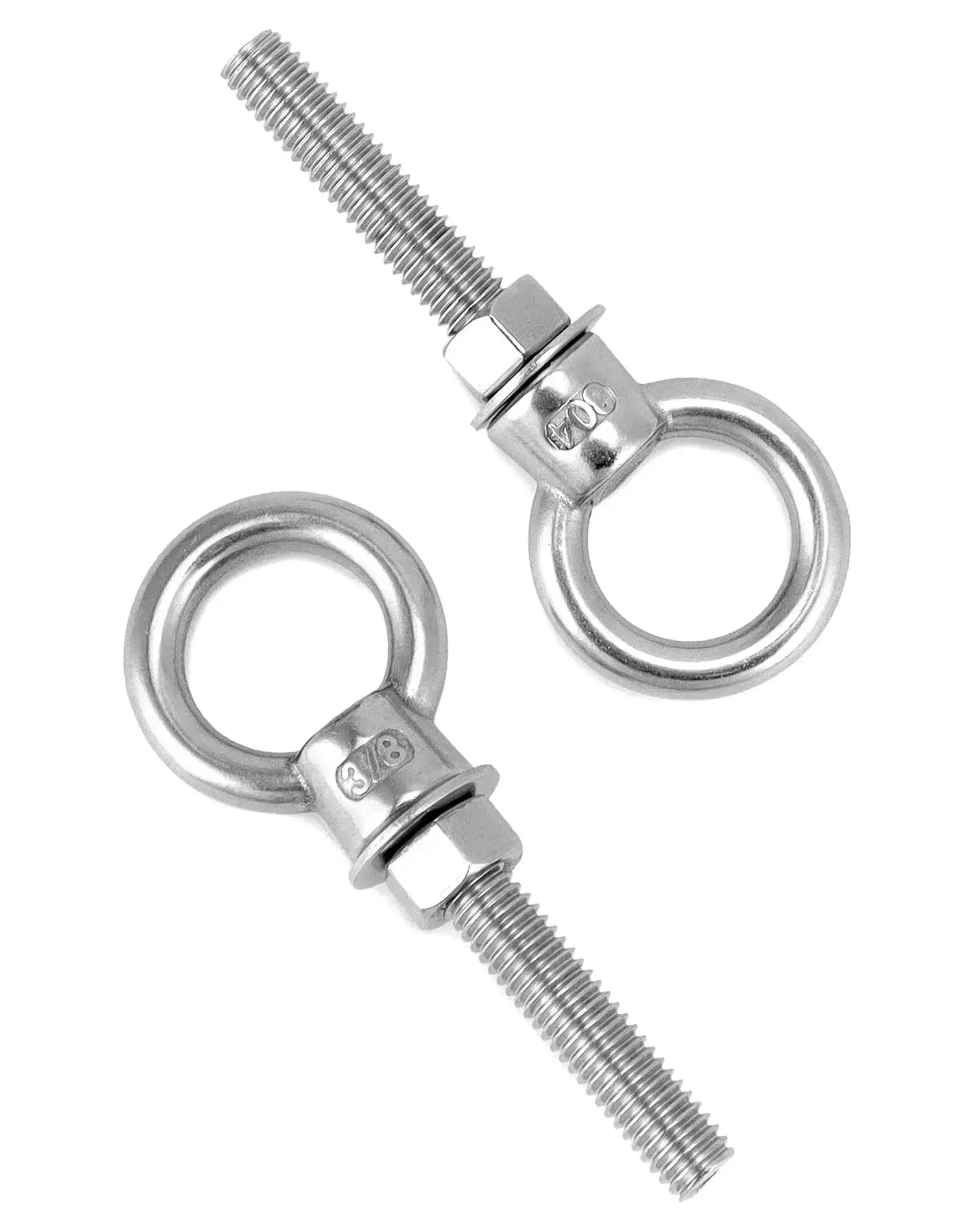 Threaded Eyebolts 10 Pack 3/8 X 2 Inches, 304 Stainless Steel Marine Grade Shoulder Eye Bolts, Rust Resistant, Easy Install With Nuts, For Ropes, Cables, Hooks and Jaws, Heavy Duty Marine Hardware - Image 6