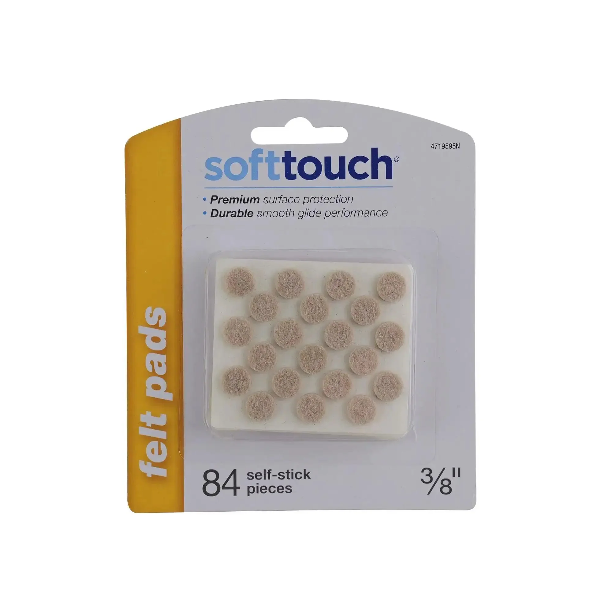 Three-Eighths Inch Round Mini Self-Stick Furniture Felt Pads For Hard Floors, No Squeak Quiet Glide Pads For Beds Sofas Dressers, 84-Count Beige Perfect For Hardwood Tiles And Vinyl Surfaces