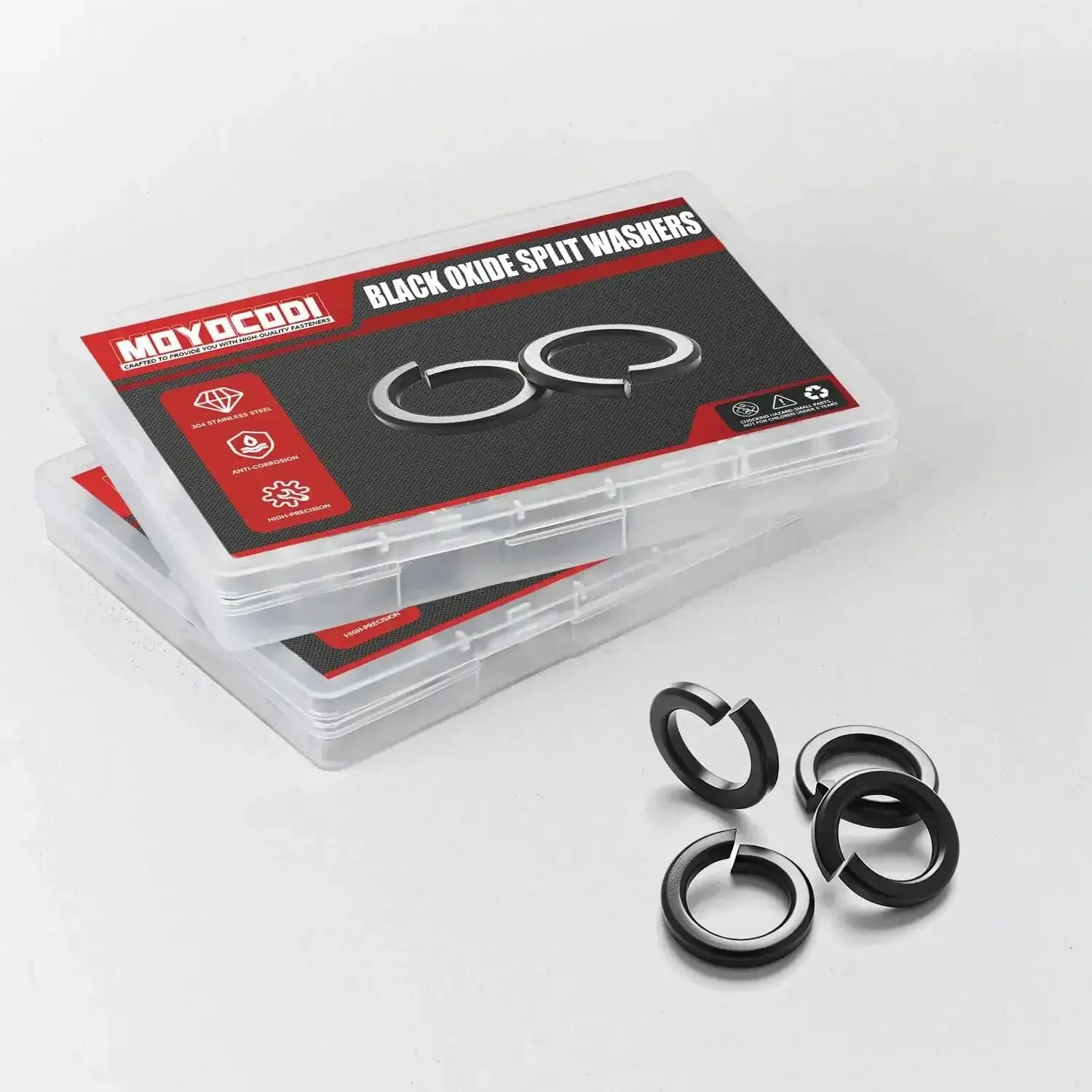 Three Eighths Inch Split Lock Washer Set, 50 Pack, Black Oxide 304 Stainless Steel Spring Lock Washers, Durable and Corrosion Resistant Inside Diameter Three Eighths Inch for Heavy Duty Fastening - Image 3