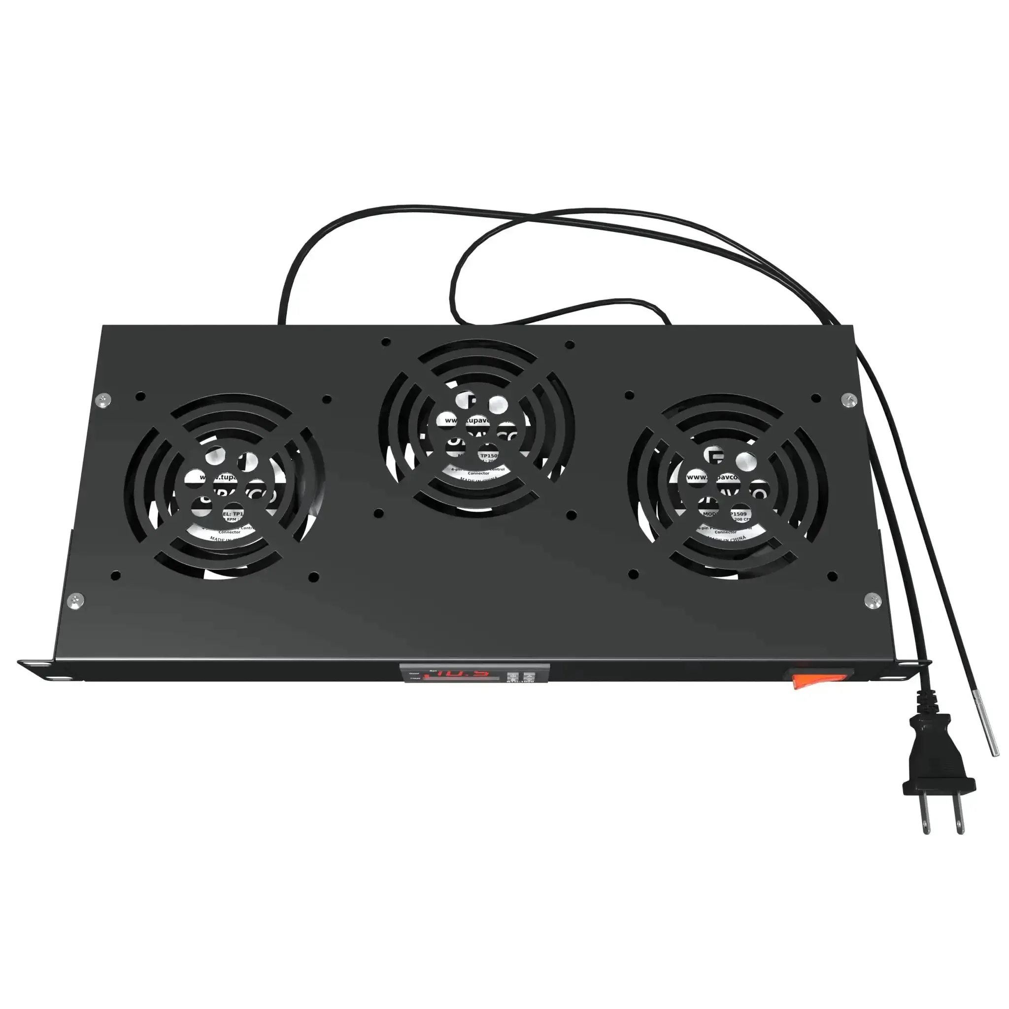 Three Fan Rack Mount Cooling System For 1U 19 Inch Server Cabinets With Adjustable Temperature Control, Digital Heat Monitor Display, Sensor Alarm, Overheat Protection, 225 CFM Top Exhaust, Quiet Yet Powerful Airflow - Image 3