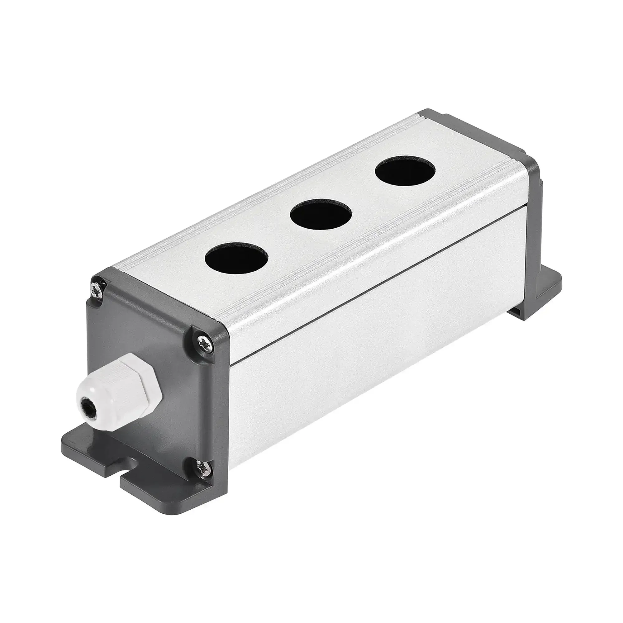 Three Hole 16mm Aluminum Switch Button Station Box With PG7 Cable Gland And Mounting Base For Panel Mounting, Heavy Duty Enclosure, Hookup Ready, Durable Aluminum Construction For Industrial Projects - Image 6