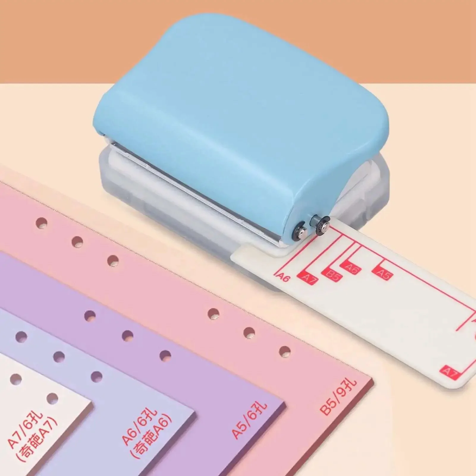 Three Hole Paper Punch Handheld DIY Binder Tool With Metal Base And Plastic Cover, Punches Up To Five Sheets, Perfect For School Or Home Use, B5 Size, Slip-Proof Handle, Easy Office Crafting - Image 3