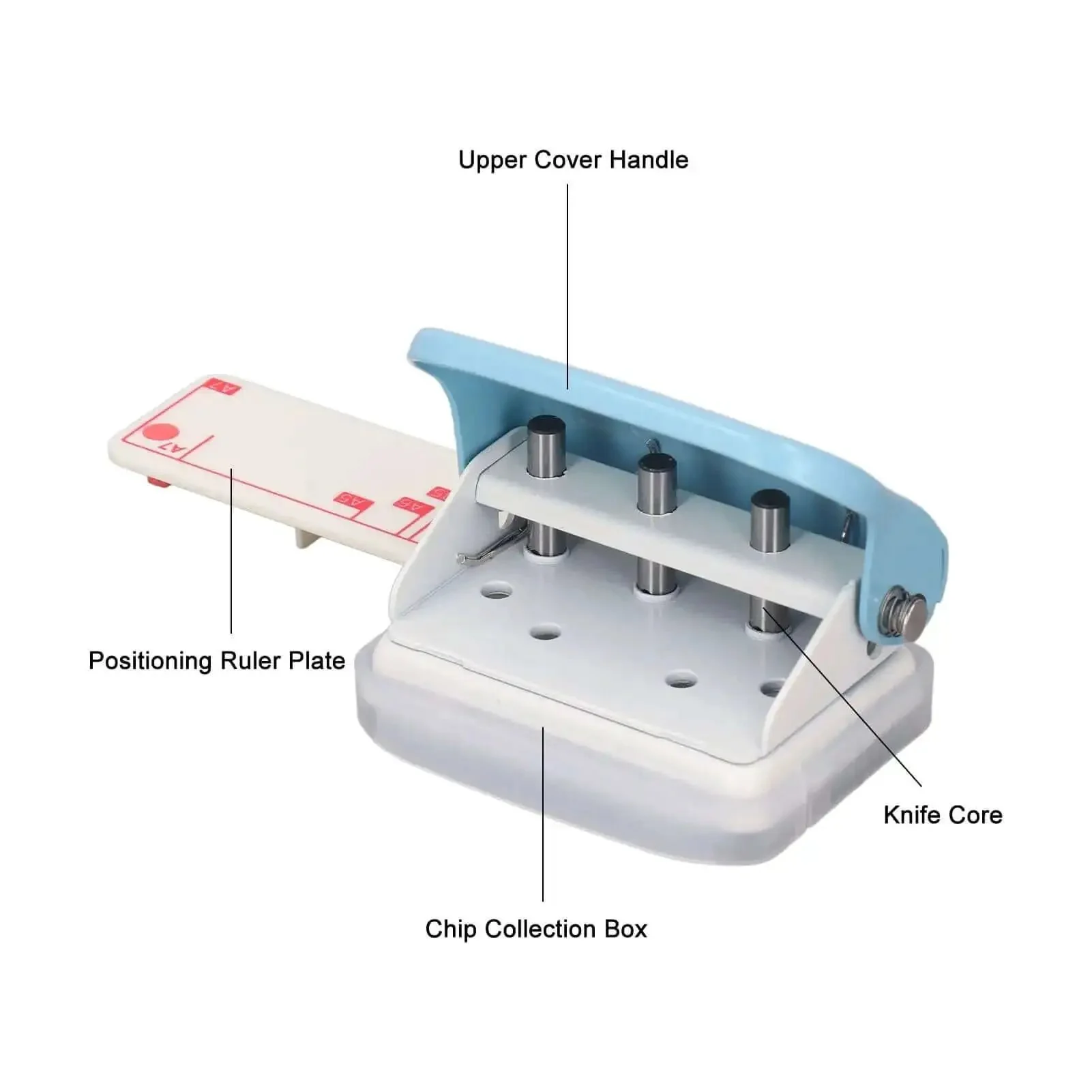 Three Hole Paper Punch Handheld DIY Binder Tool With Metal Base And Plastic Cover, Punches Up To Five Sheets, Perfect For School Or Home Use, B5 Size, Slip-Proof Handle, Easy Office Crafting - Image 6