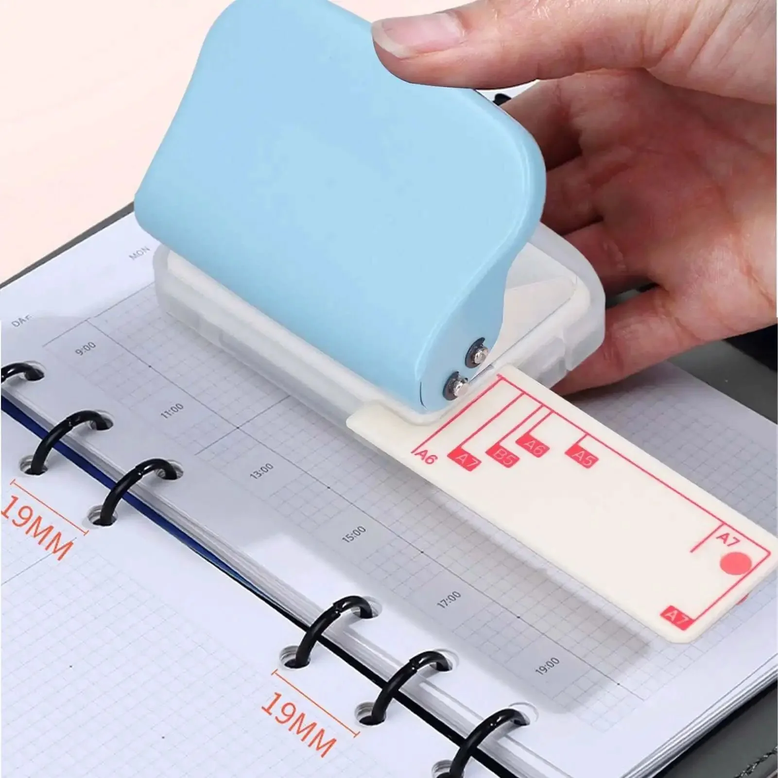 Three Hole Paper Punch Handheld Loose Paper Puncher Workhorse With 5 Sheet Capacity For B5 A5 A6 A7 A4 DIY Tool With Plastic Cover And Metal Body That Makes Easy Punching Handy And Precise For Office School And Home Use - Image 4