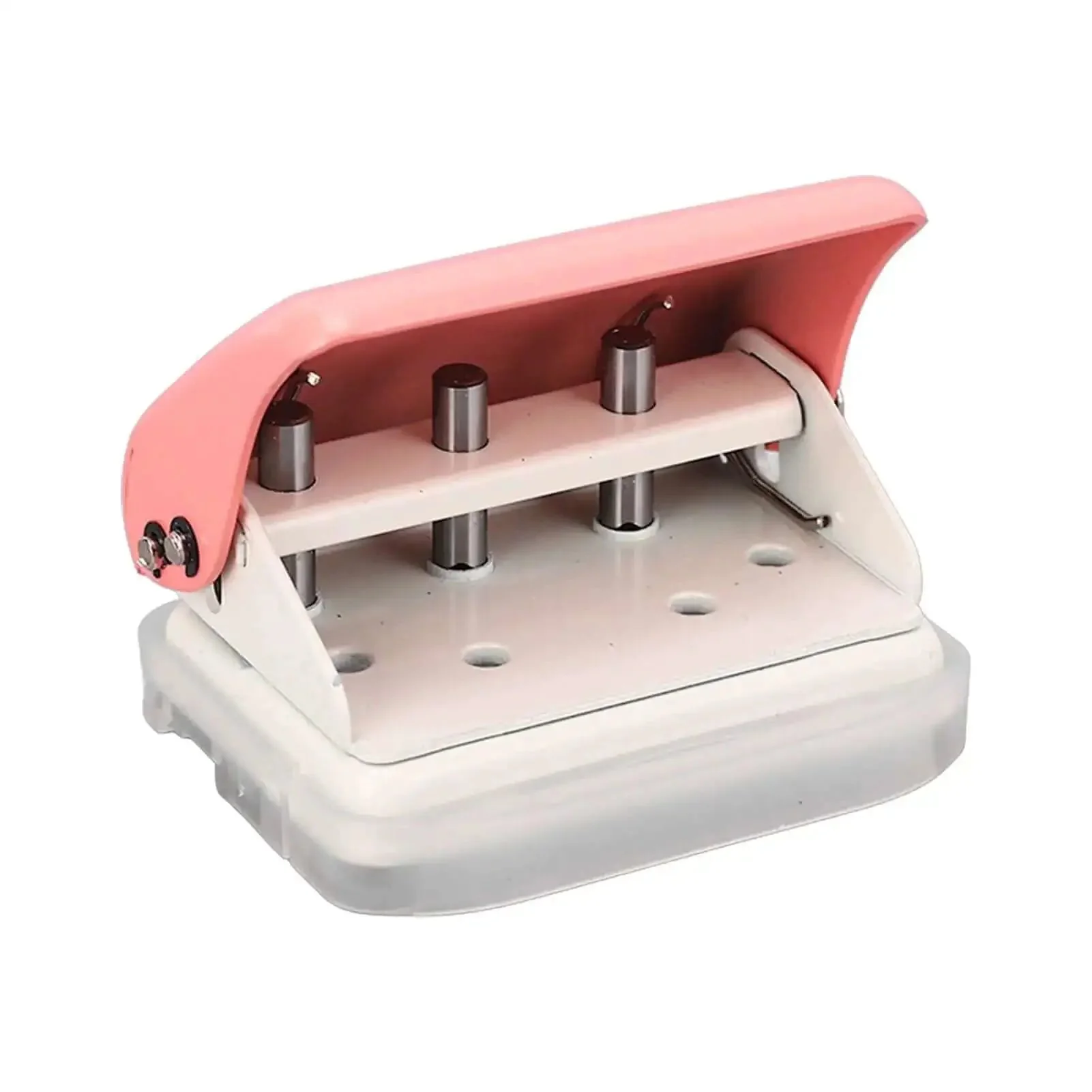 Three Hole Punch Handheld Paper Puncher With Five Sheet Capacity And Alignment Posts For B5 A5 A4 A6 A7 Sized Papers, Delivers Clean Five Point Five Millimeter Holes And 19mm Spacing, Portable Office And School Essential For Quick Accurate Punching