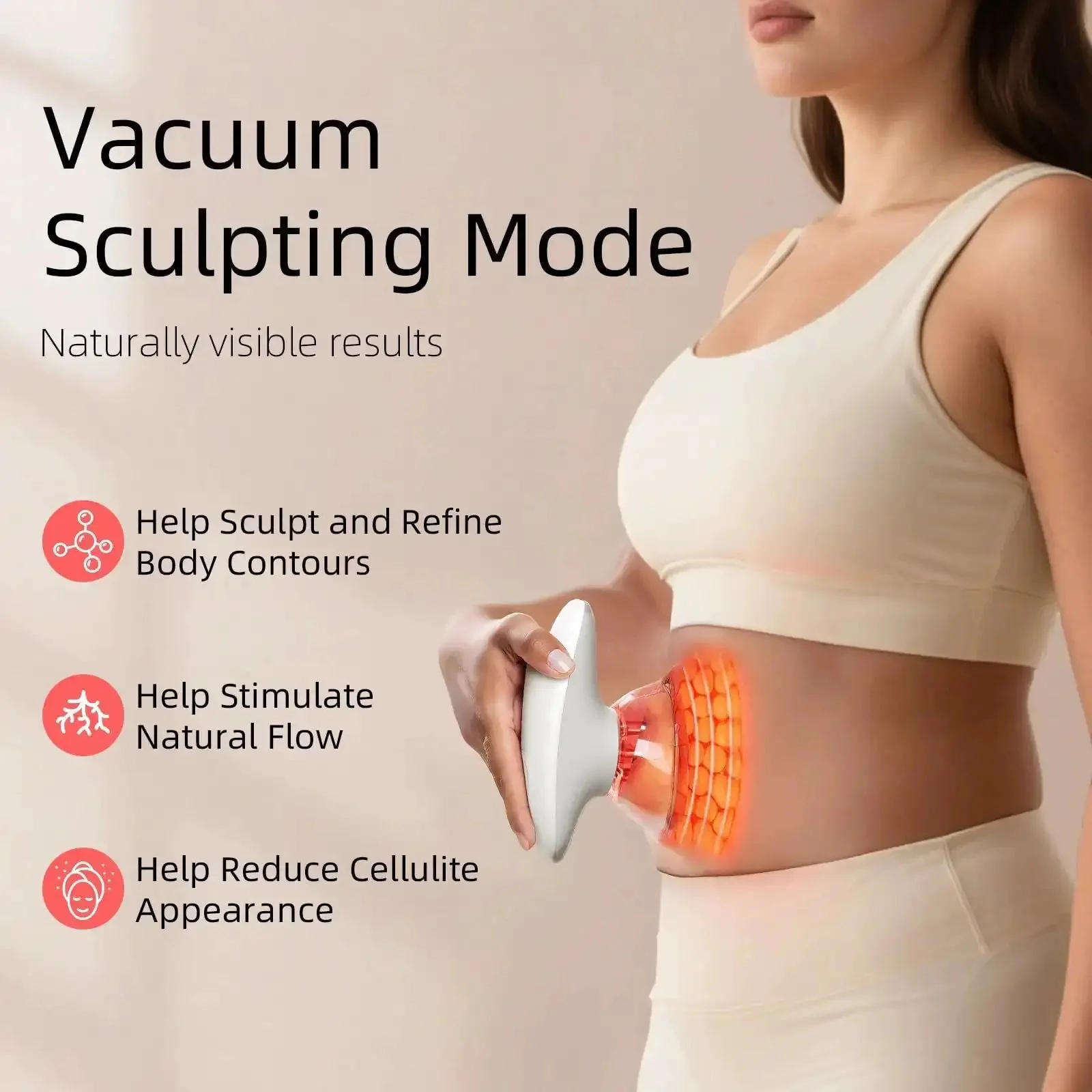 Three In One Body Sculpting Machine With Vacuum Massage And Red Light Therapy To Tackle Cellulite, Gentle Vibration For Toning Belly Waist Arms And Legs, Home Use For Women - Image 8