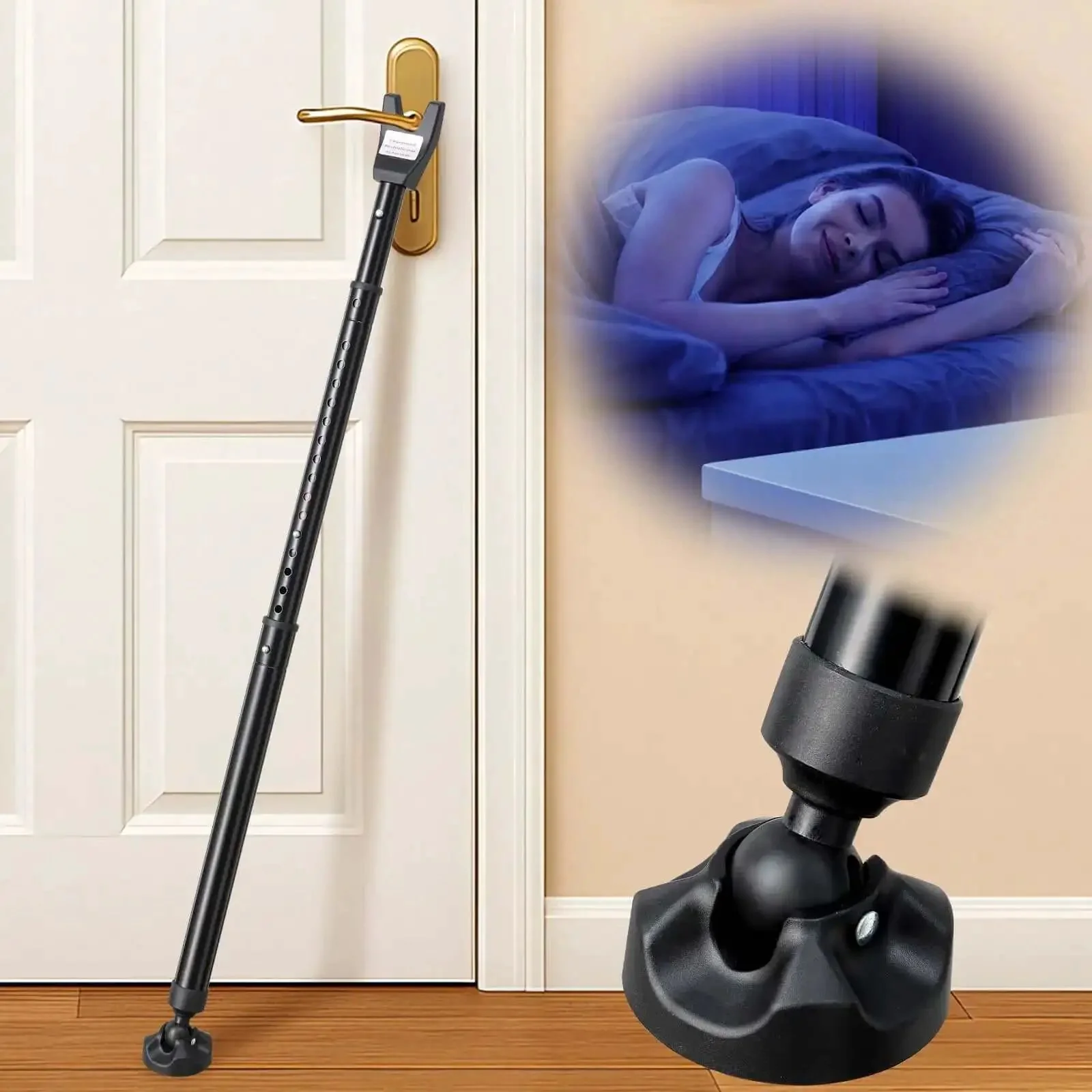 Three In One Door Security Bar For Doors Windows And Sliding Patios Beefy Heavy Duty Metal Rod With Two Point Eight Inch Non Slip Base 16 To 41.7 Inch Adjustable Barricade For Home Apartments And Renters