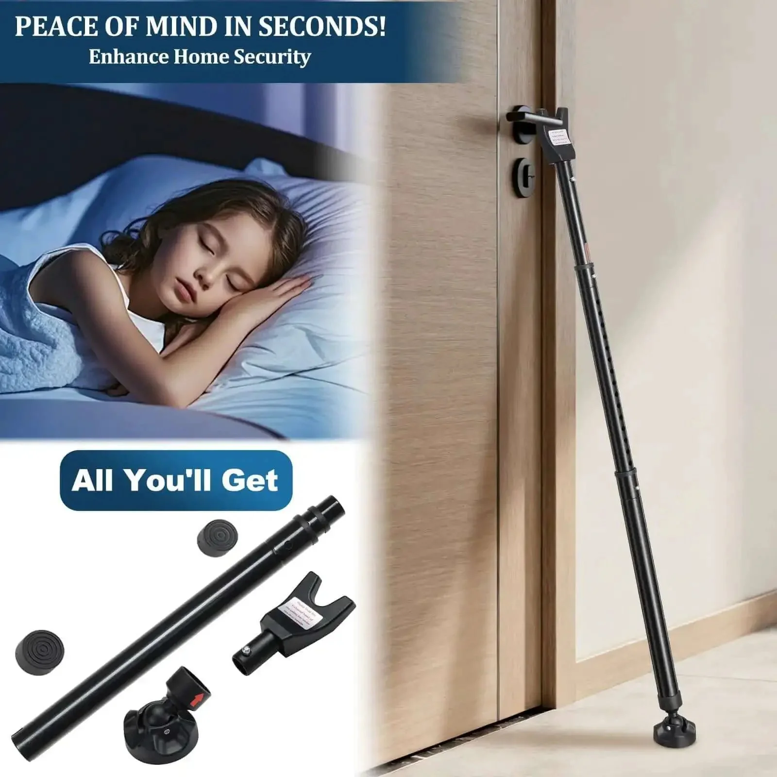 Three In One Door Security Bar For Doors Windows And Sliding Patios Beefy Heavy Duty Metal Rod With Two Point Eight Inch Non Slip Base 16 To 41.7 Inch Adjustable Barricade For Home Apartments And Renters - Image 8