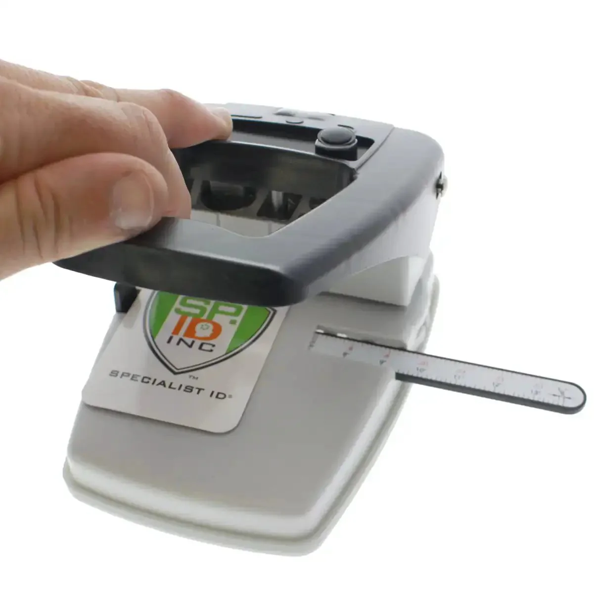 Three In One ID Card Hole Punch Tool For Name Badges With Round Hole Slot Hole And Corner Punches Plus An Adjustable Centering Guide For Easy On Wrist Strain Free And Perfect Punches On PVC Laminated Cards And Cardstock - Image 8