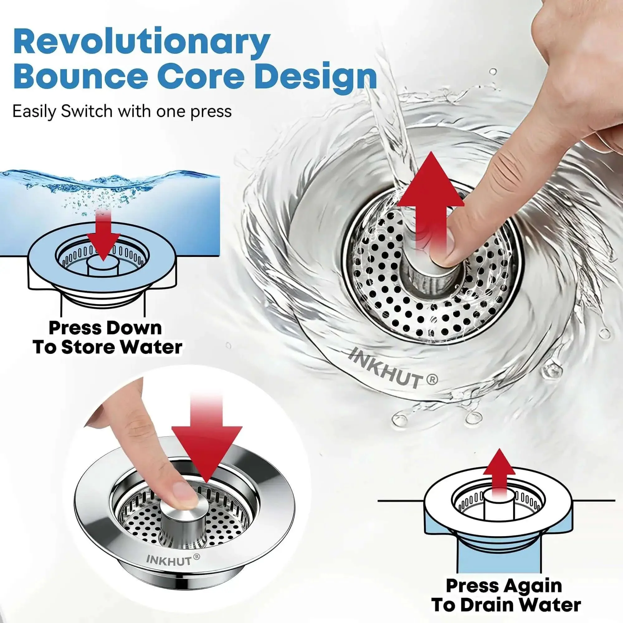 Three In One Kitchen Sink Drain Strainer Stopper Basket With Odor Filter And Anti Clog Tech For US Standard Three And A Half Inch Drain Stainless Steel Silver 1 Pack No Fuss No Mess - Image 7