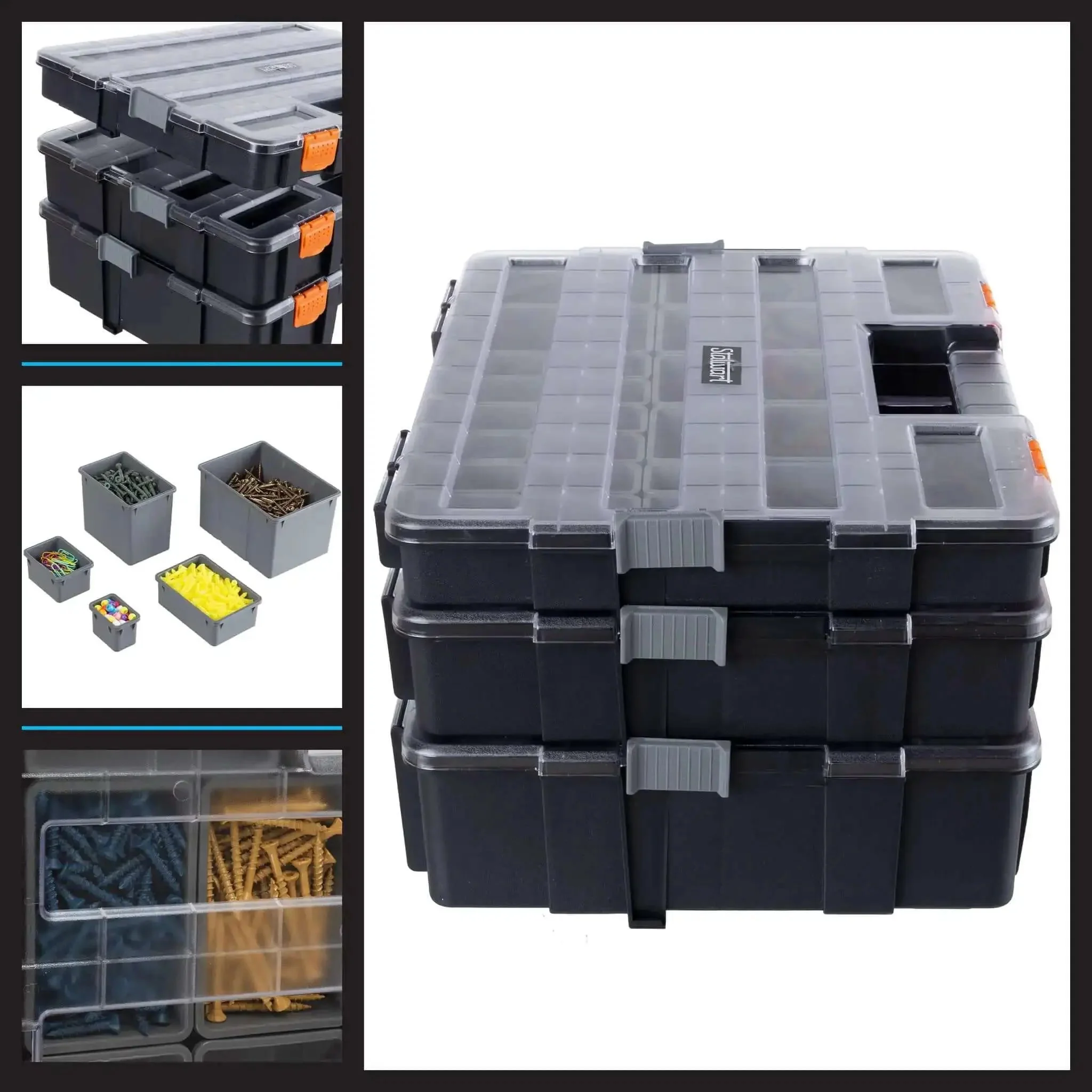 Three In One Portable Tool Box Organizer With Fifty Two Customizable Compartments For Hardware Craft Supplies Beads And Small Parts Grab And Go Three Tier Storage Case For Home Garage And Workshop - Image 4