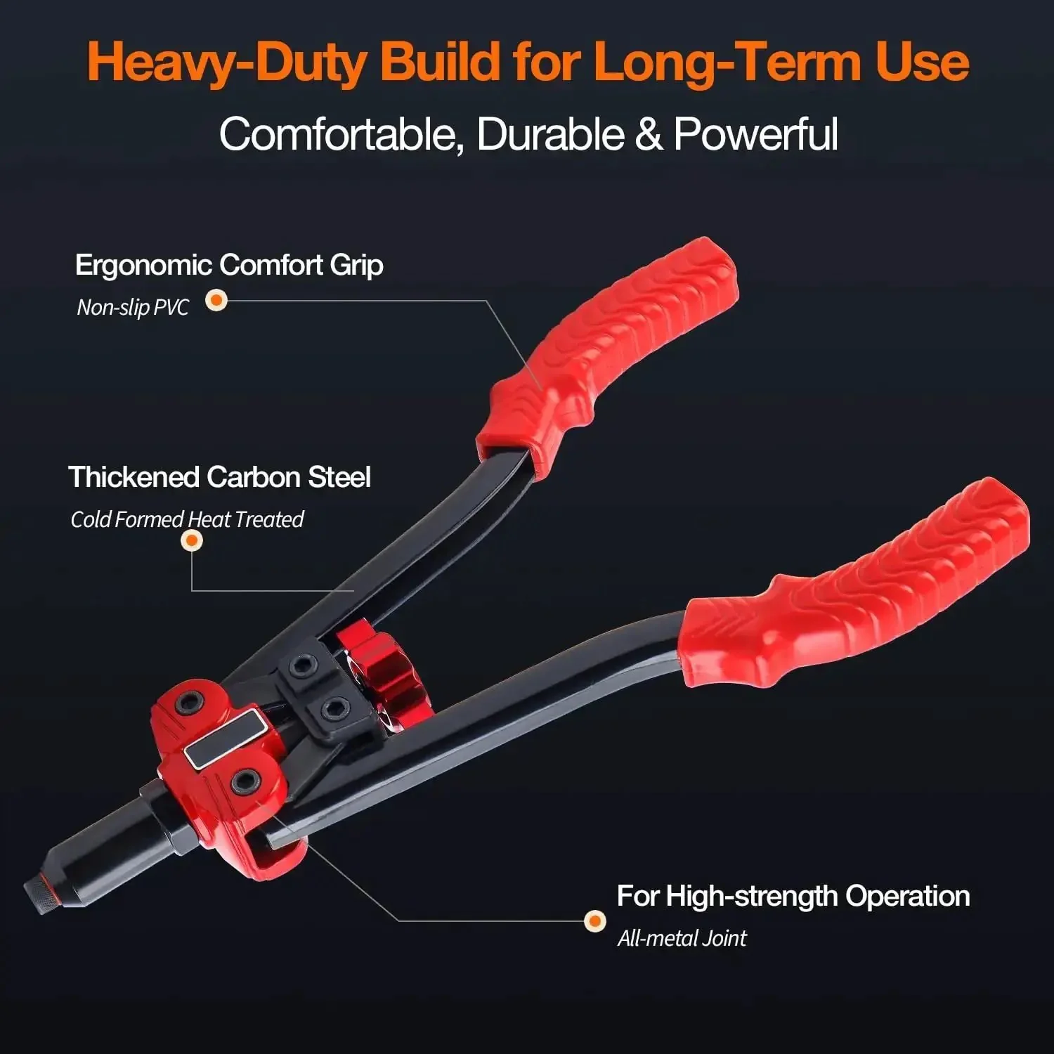 Three In One Rivet Nut Tool Kit With Hand Rivet Gun And Reamer Includes 6 Metric And 4 SAE Mandrels 5 Rivet Heads 111 Rivet Nuts And 83 Rivets Carrying Case Your Everyday Go To Riveter For Car Home And DIY Projects - Image 6