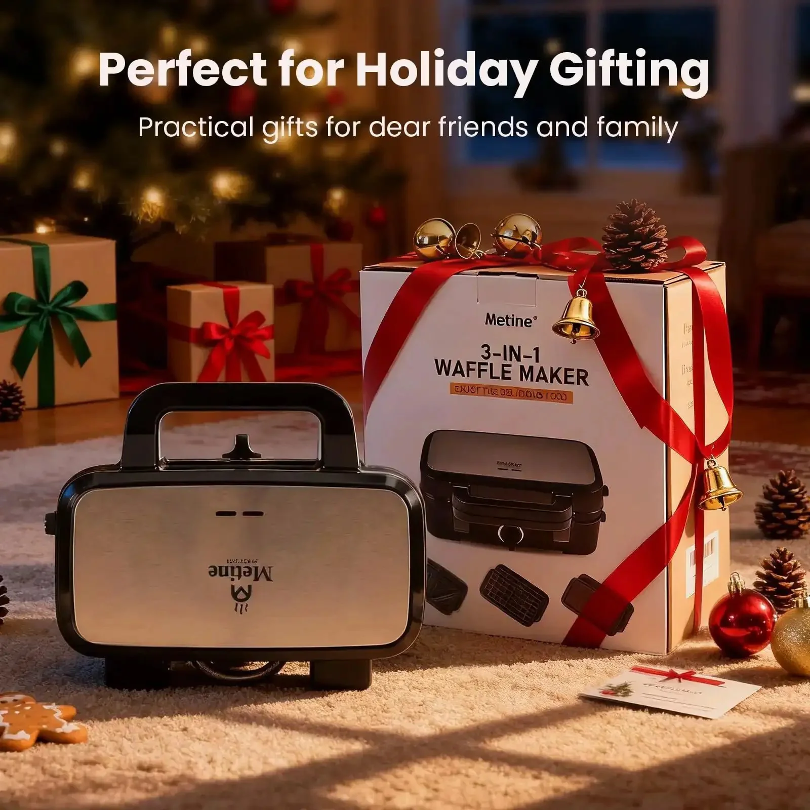 Three In One Waffle Maker With Removable Plates For Waffles Sandwiches And Pancakes Nonstick Surfaces Five Level Browning Control And Ready Indicator Lights Easy To Clean 1200W Fast Heating For Family Breakfasts Weekend Ready Meal Prep - Image 3
