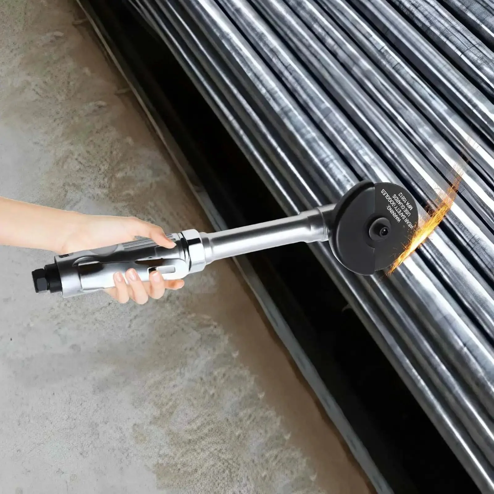 Three Inch Pneumatic Cut Off Tool With Six Replaceable Blades 18000 RPM High Speed Cutter For Metal Plastic And Composite Materials Built Tough Chrome Plated Aluminum Easy Grip Portable Power Tool - Image 6