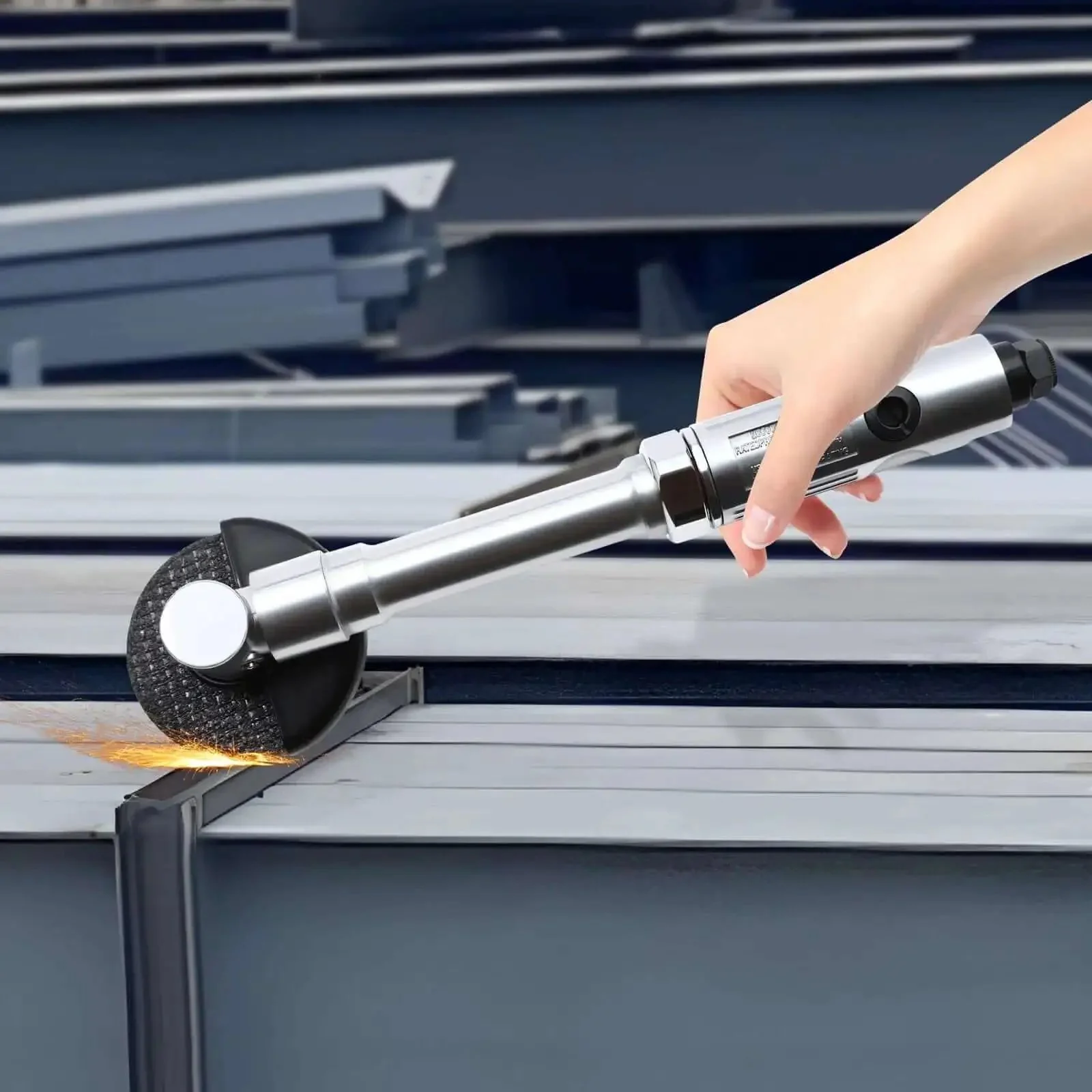 Three Inch Pneumatic Cut Off Tool With Six Replaceable Blades 18000 RPM High Speed Cutter For Metal Plastic And Composite Materials Built Tough Chrome Plated Aluminum Easy Grip Portable Power Tool - Image 9