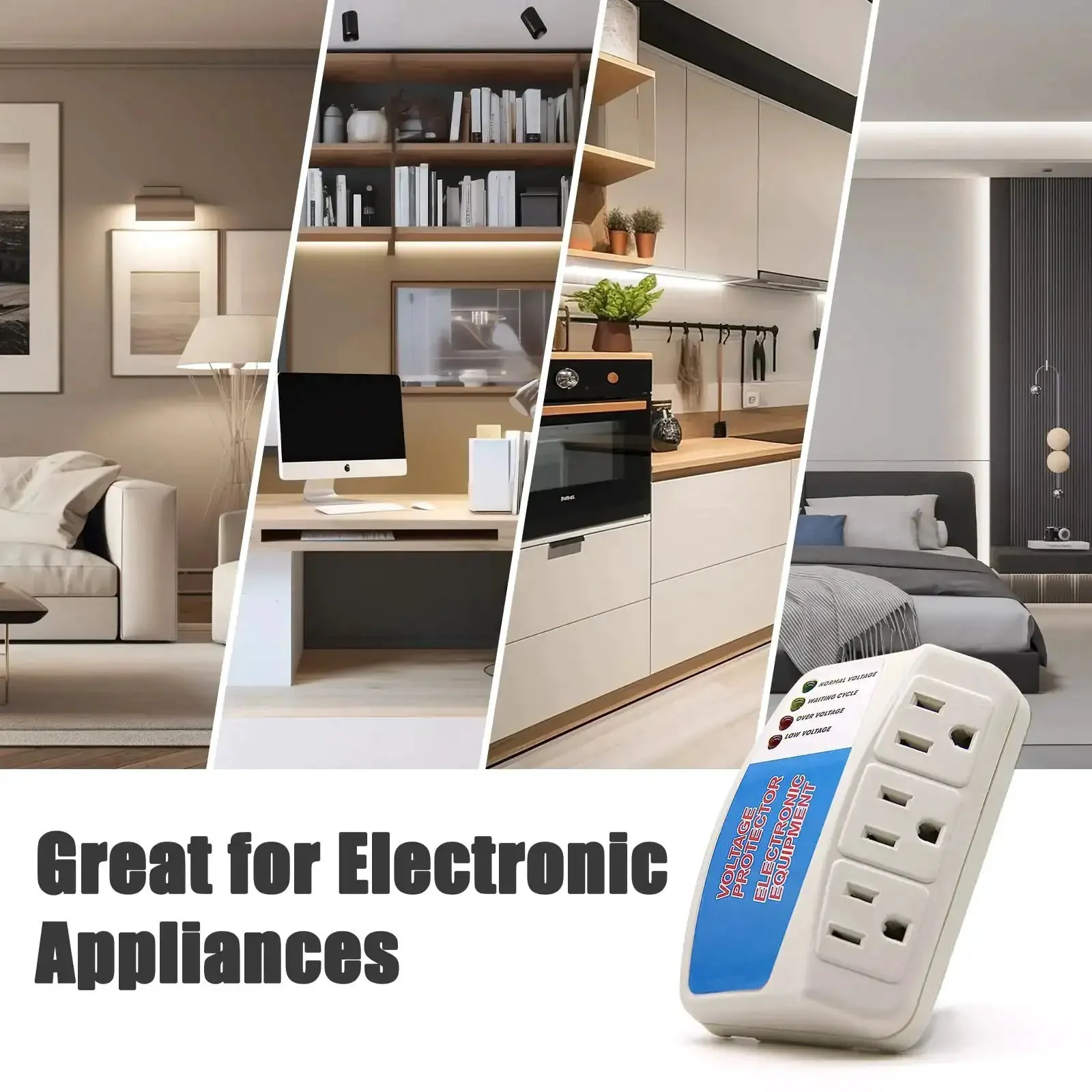 Three Outlet Surge Protector Power Strip With Voltage Protector And Brownout Guard For Home Appliances Up To 1875 Watts 120V 15A Two Pack Perfect For ACs Refrigerators Ovens Freezers And More - Image 2