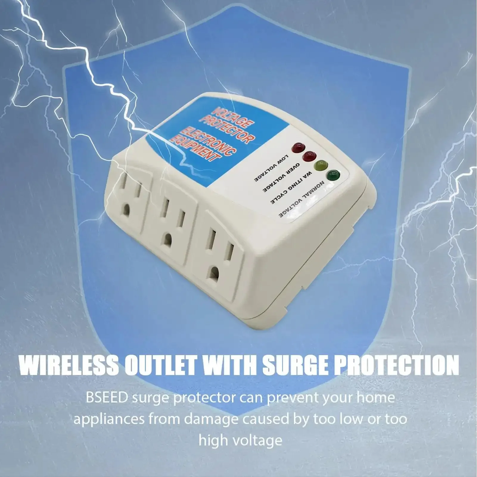 Three Outlet Surge Protector Power Strip With Voltage Protector And Brownout Guard For Home Appliances Up To 1875 Watts 120V 15A Two Pack Perfect For ACs Refrigerators Ovens Freezers And More - Image 6