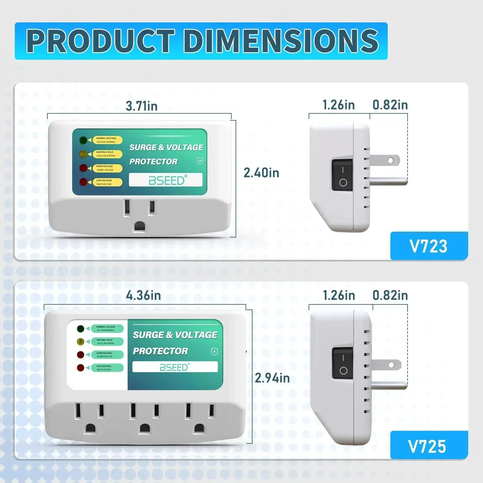 Three Outlet Surge Protector With LED Indicator Lights For Refrigerator TV PC And Other Home Appliances, Wall Mount Power Strip 125V 1875W Capacity, Safe Voltage Protection For Home Use, 1 Pack - Image 4