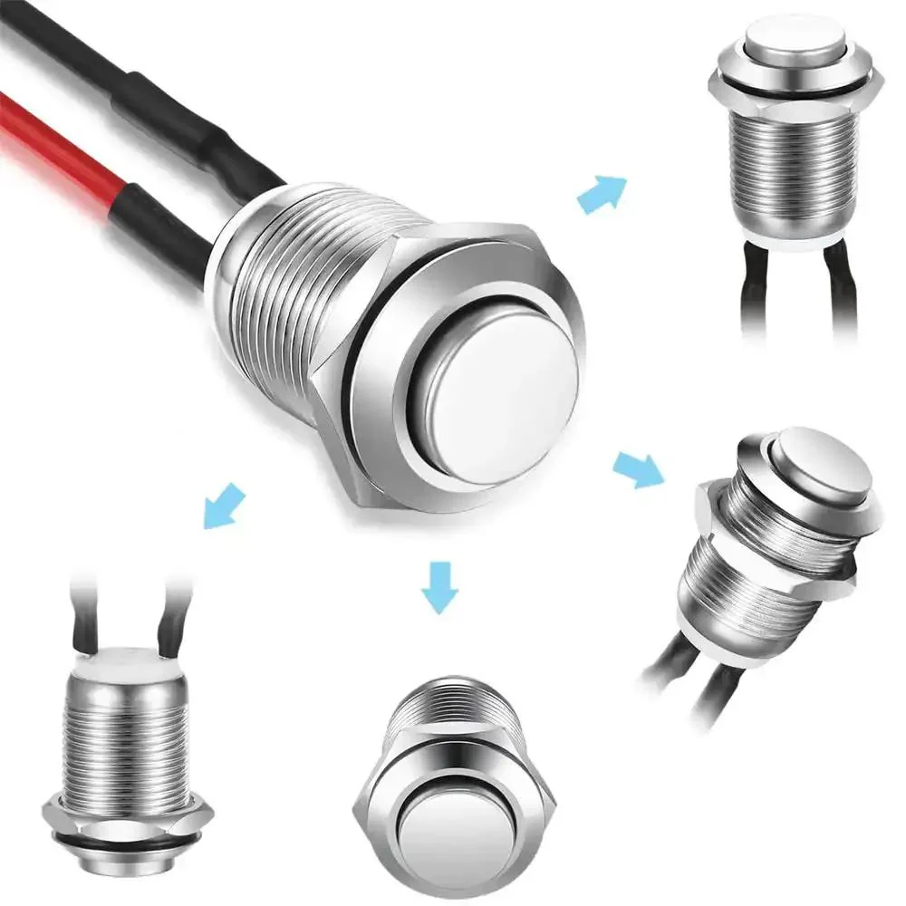 Three Pack 12mm Prewired High Head Waterproof Latching Push Button Switch Self Locking Stainless Steel On Off 2A 12V 24V 125V 250V AC Built Tough For Industrial DIY Projects Marine Equipment Arcade Cabinets - Image 3