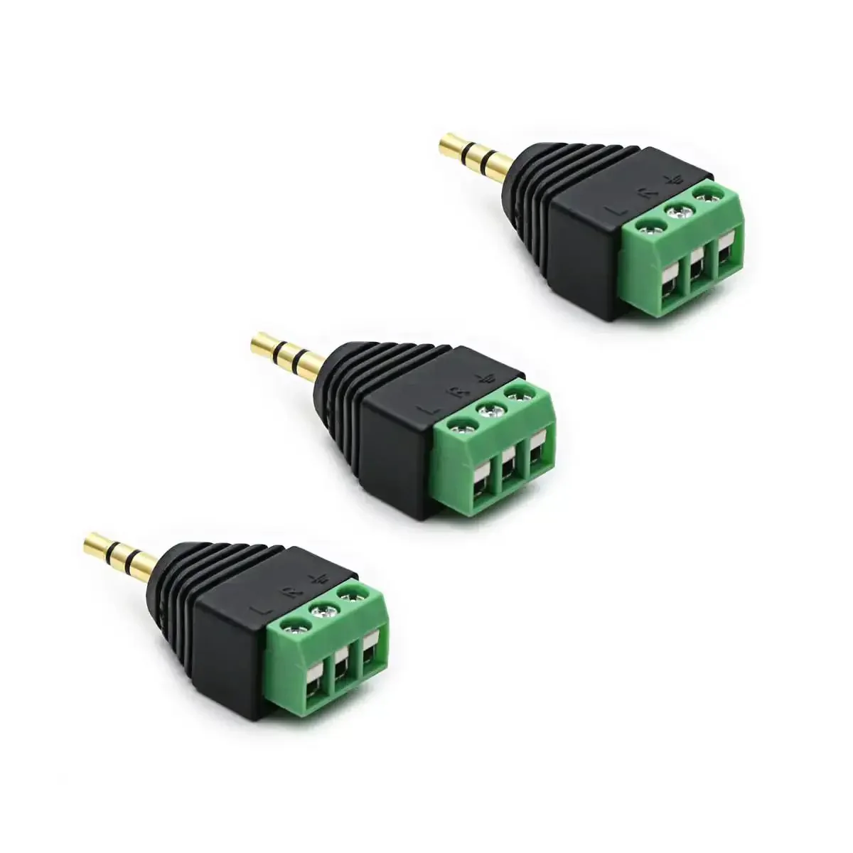 Three Pack 3.5mm TRS Stereo AV Male To 3-Screw Terminal Adapter Cables, 1/8 Inch Plug To Screw Block, Replacement Repair Kit For AUX Cables, Headphones, Earbuds, Microphones And IR Extension Cables