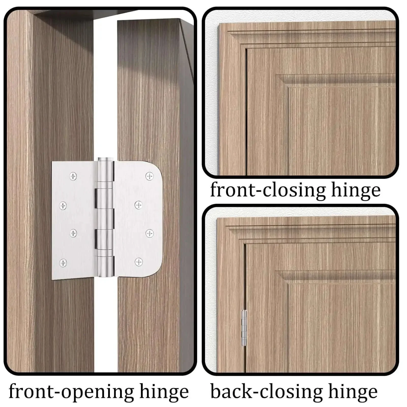 Three Pack 4 Inch Stainless Steel Door Hinges With Ball Bearings Heavy Duty Removable Pin Square Rounded Five Eighths Radius Corner Built Tough For High Traffic Doors Long Lasting Durability - Image 2