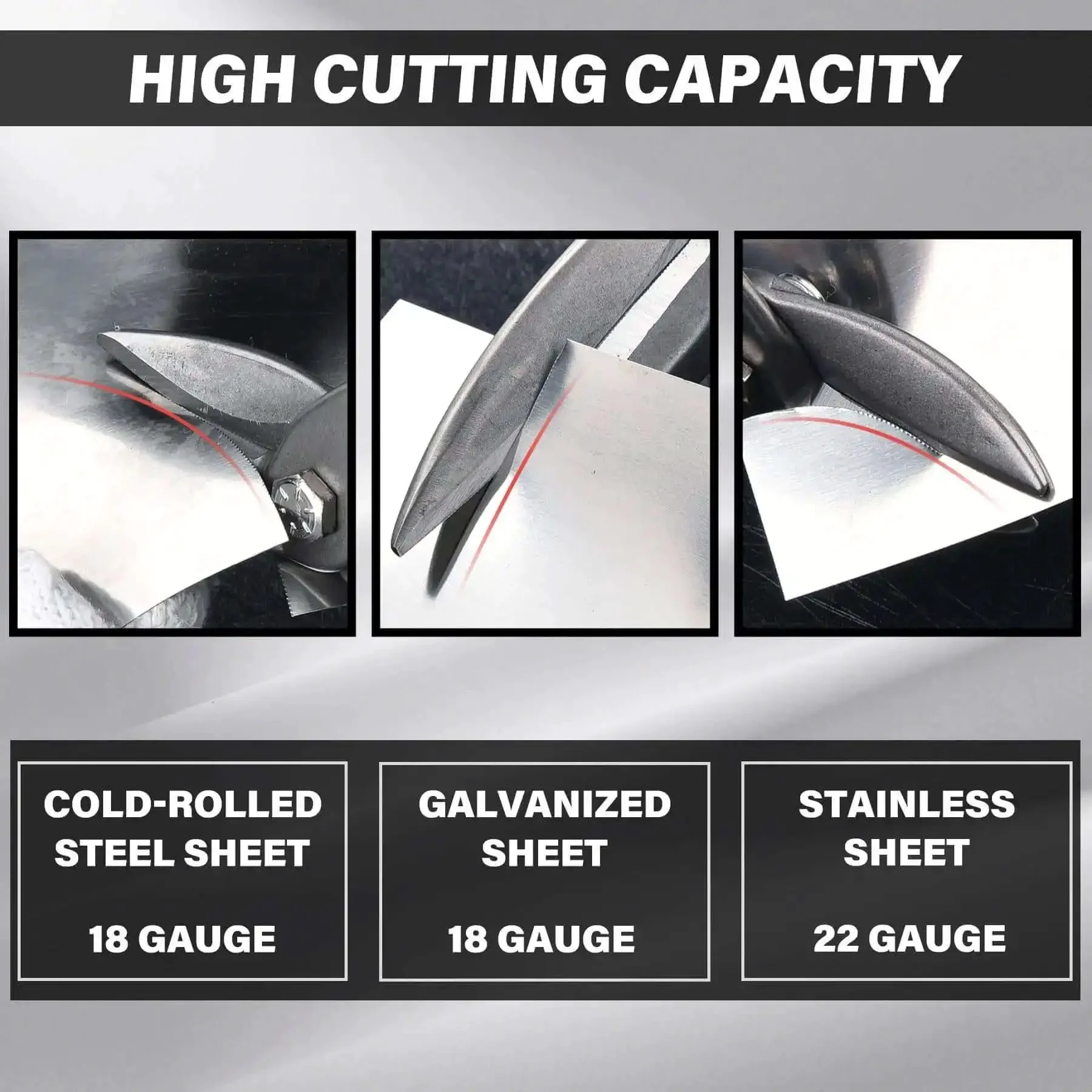 Three Pack Aviation Tin Snips For Cutting Metal Sheets With Heavy Duty CRV Steel Blades 10 Inch Sheet Metal Cutters With Safety Lock And Ergonomic Grip For Straight Left And Right Cuts - Image 2