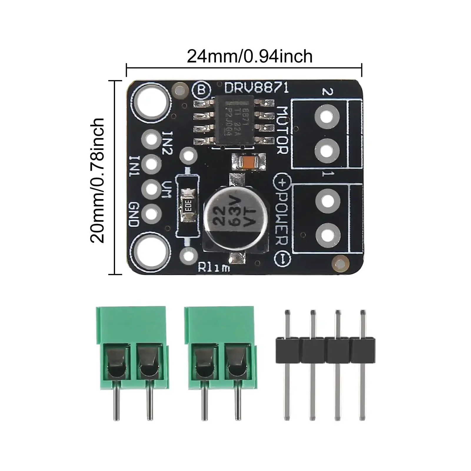 Three Pack DRV8871 DC Motor H Bridge Breakout Board For Brushed Motors 6.5V To 45V Up To Three Point Six Amp Max PWM Control Arduino Compatible Easy DIY Motor Driver Module Set - Image 5
