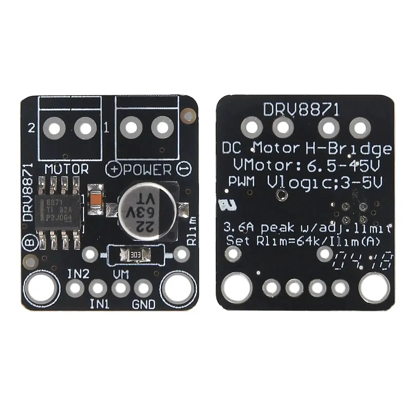 Three Pack DRV8871 DC Motor H Bridge Breakout Board For Brushed Motors 6.5V To 45V Up To Three Point Six Amp Max PWM Control Arduino Compatible Easy DIY Motor Driver Module Set - Image 6