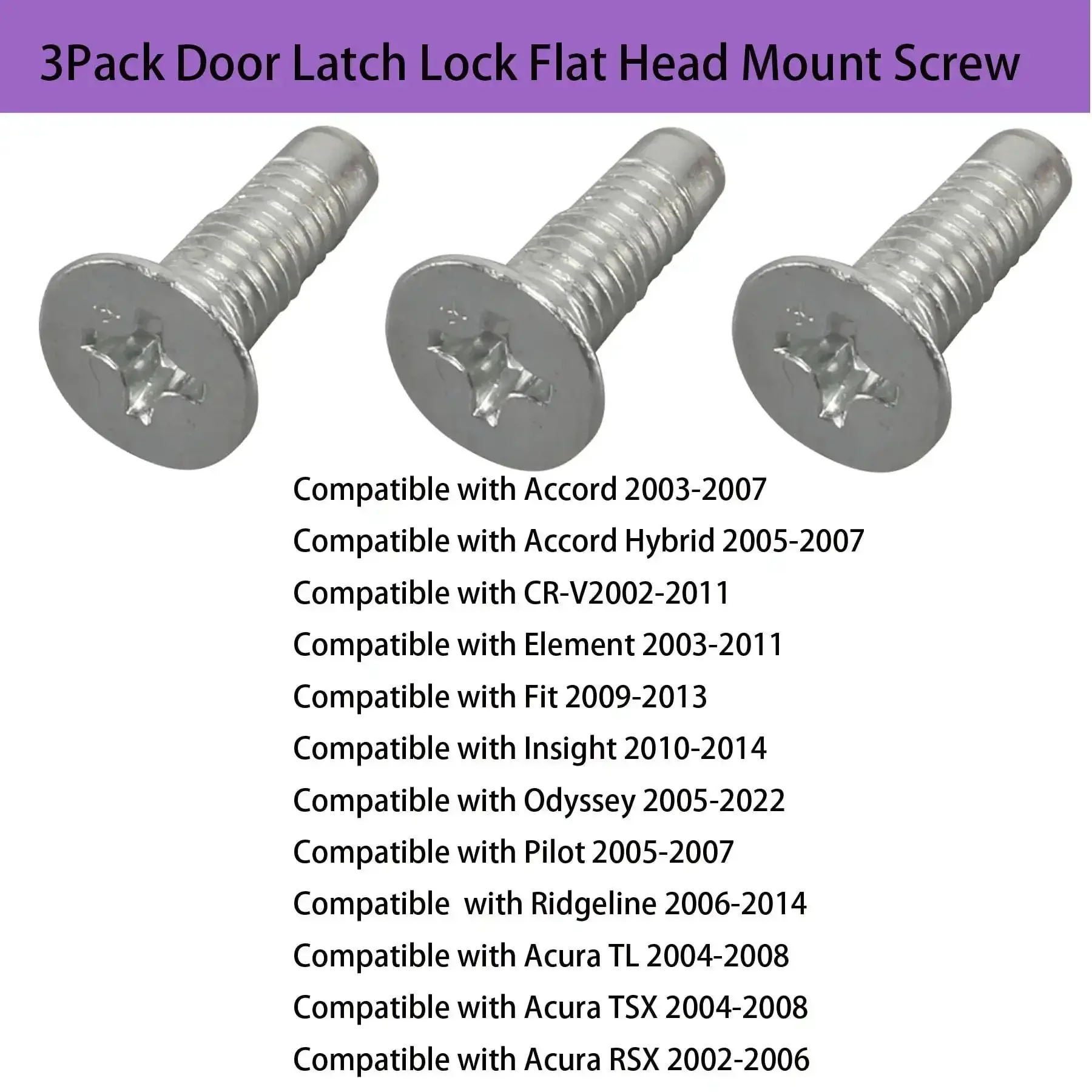 Three Pack Flat Head Door Latch Lock Mount Screw M6x18.5mm For Actuator Motor Mount Bolt Outer Handle Replacement Compatible With Honda Accord Acura CR V Element Fit Insight Odyssey Pilot Ridgeline - Image 8