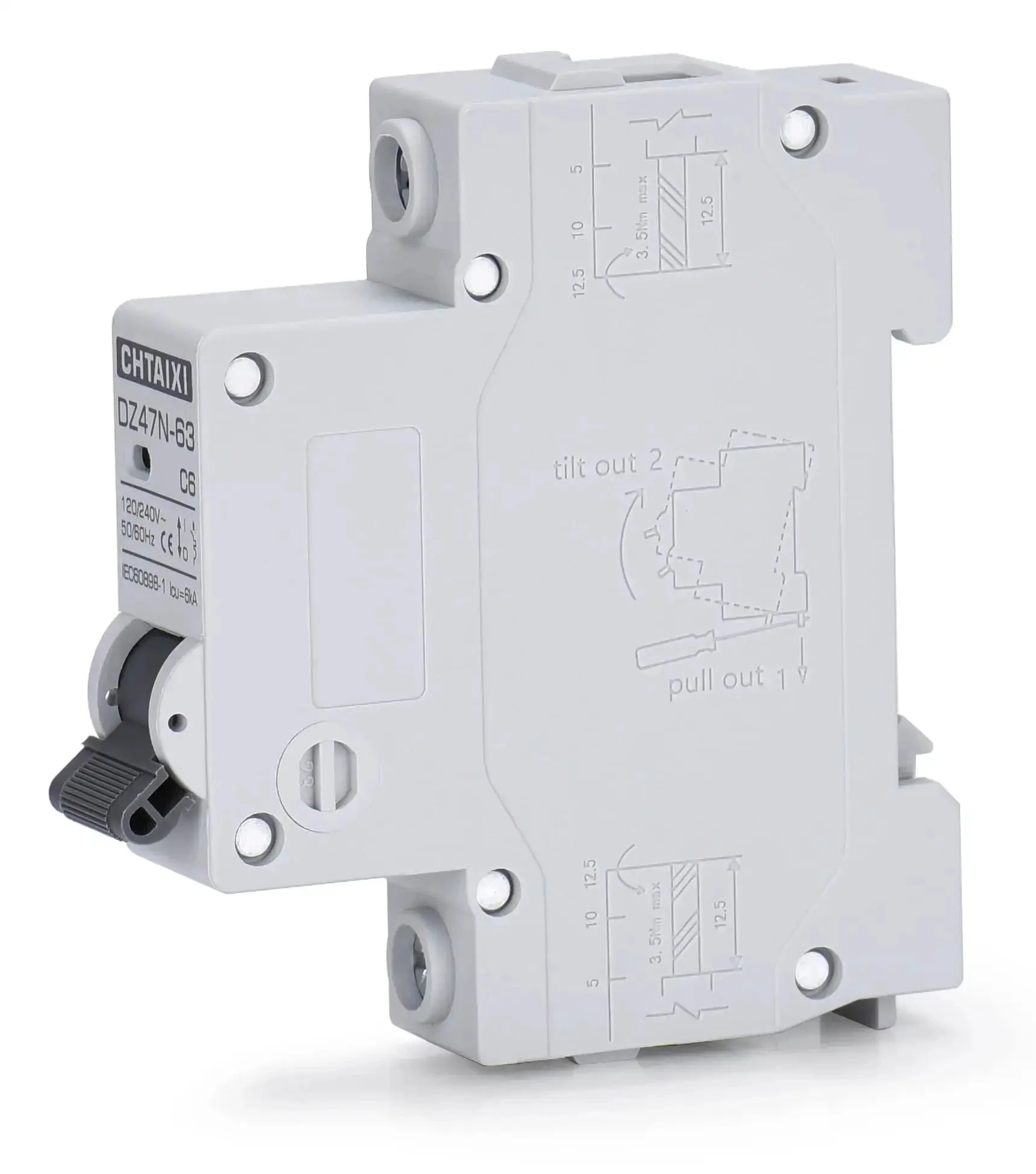 Three Pack One Pole Miniature Circuit Breaker 20 Amp 120 Volt 240 Volt AC DIN Rail Mount Thermal Magnetic Trip MCB C20 For Overload And Short Circuit Protection - Image 7