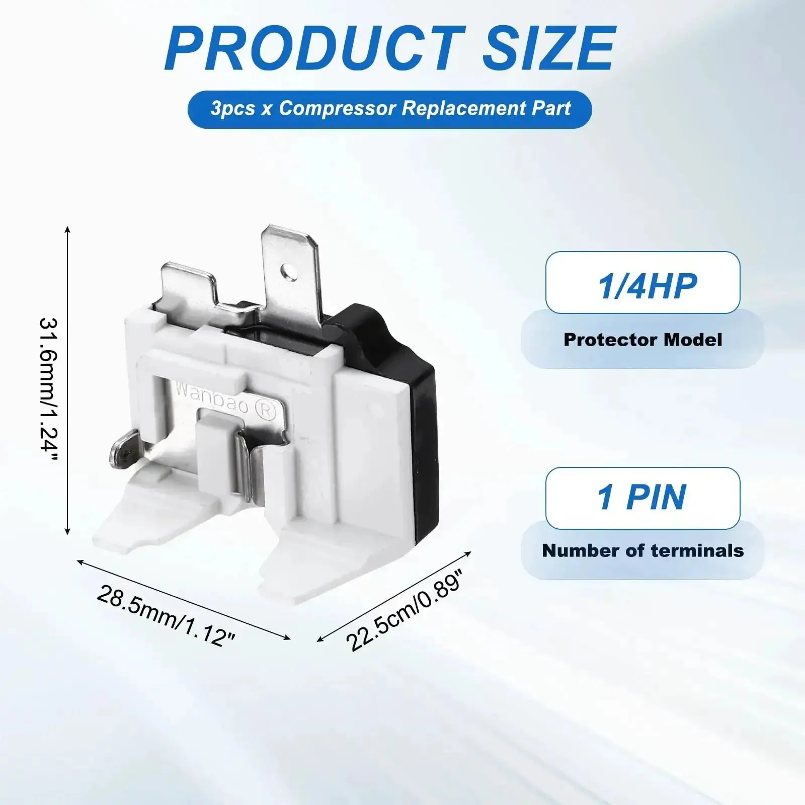 Three Pack Refrigerator Overload Protectors One Quarter Horsepower Thermal Overload Switches Freezer Compressors Replacement Parts Home Coolers Beverage Fridges Portable Mini Fridges - Image 6