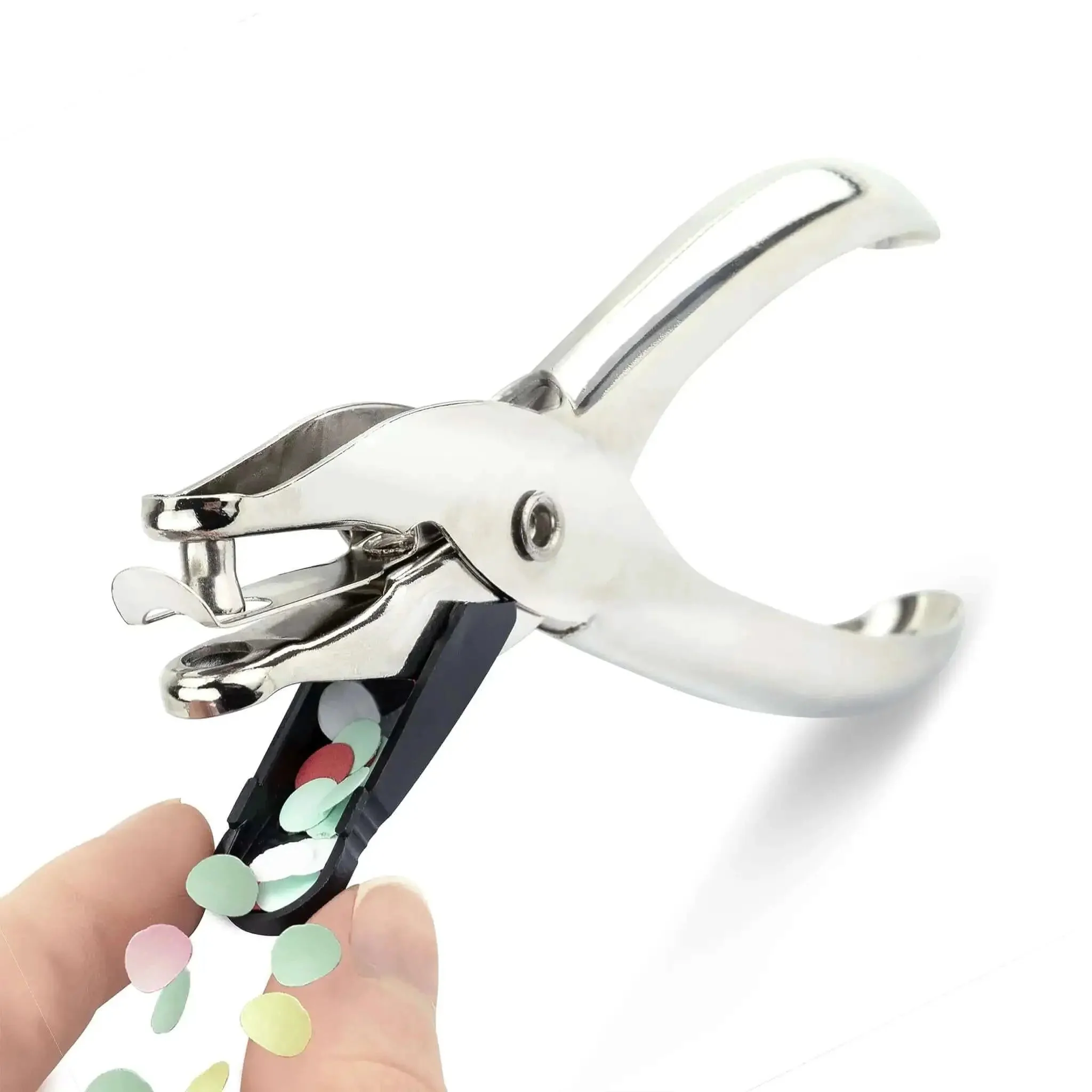 Three Pack Single Hole Punch Pliers Set With 10 Sheet Capacity, Silver Finish, Ergonomic Left Or Right Hand Use, Seven Eighths Inch Throat, One Quarter Inch Hole, Great For ID Cards, Paper, Crafts, Card Stock And Chipboard - Image 4