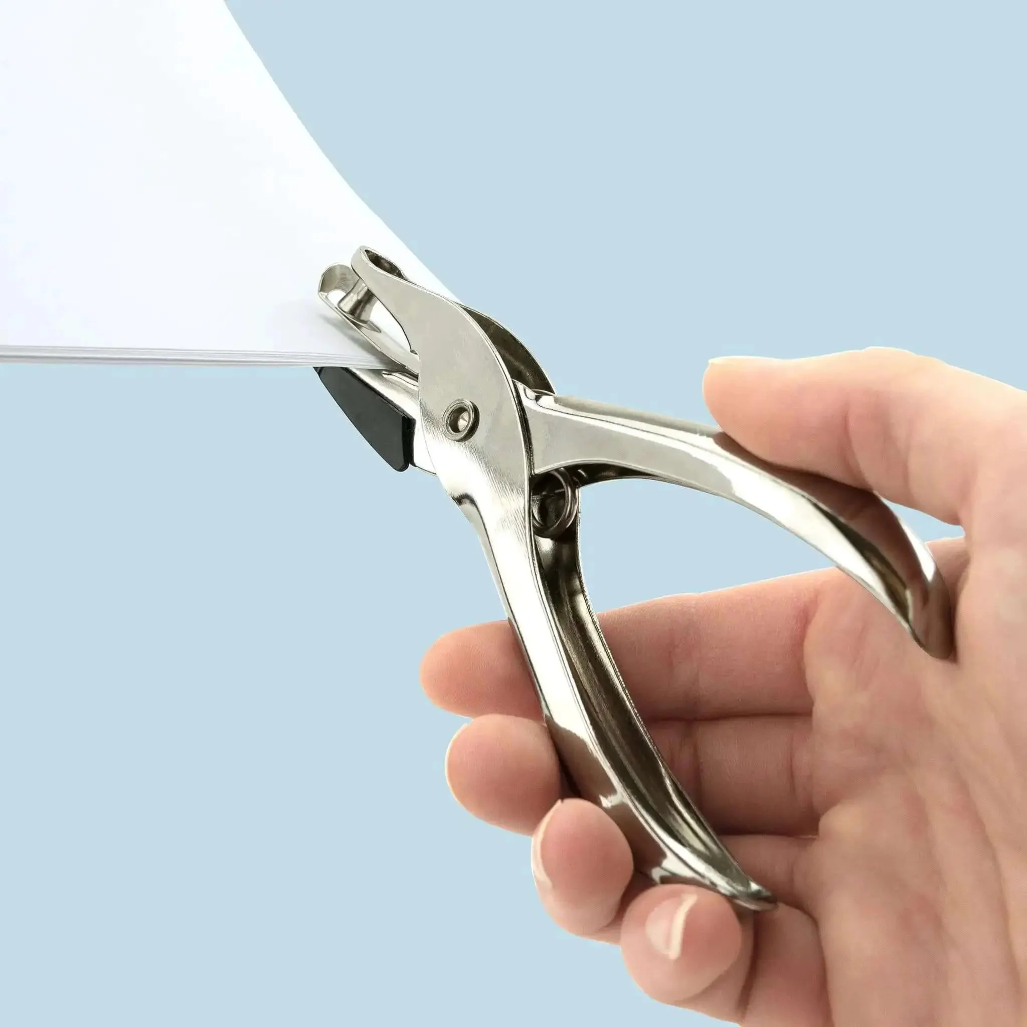 Three Pack Single Hole Punch Pliers Set With 10 Sheet Capacity, Silver Finish, Ergonomic Left Or Right Hand Use, Seven Eighths Inch Throat, One Quarter Inch Hole, Great For ID Cards, Paper, Crafts, Card Stock And Chipboard - Image 5