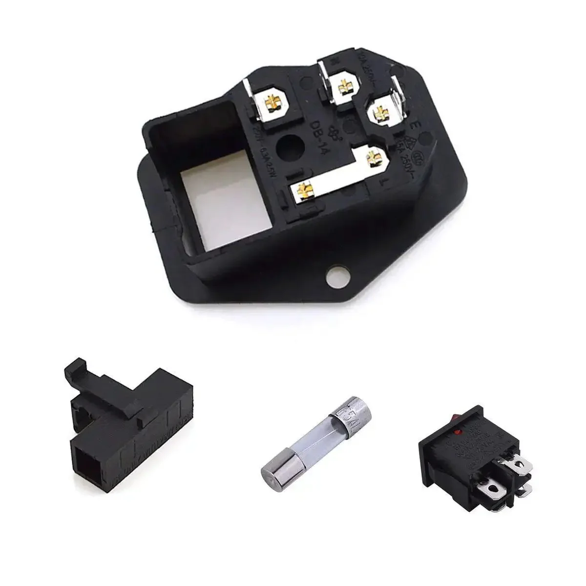 Three Piece AC 250V 10A Three Terminal Power Socket With Fuse Holder Case On Off Switch Light For Arcade Power Supply Projects Panel Mount Hardware And DIY Electronics - Image 4