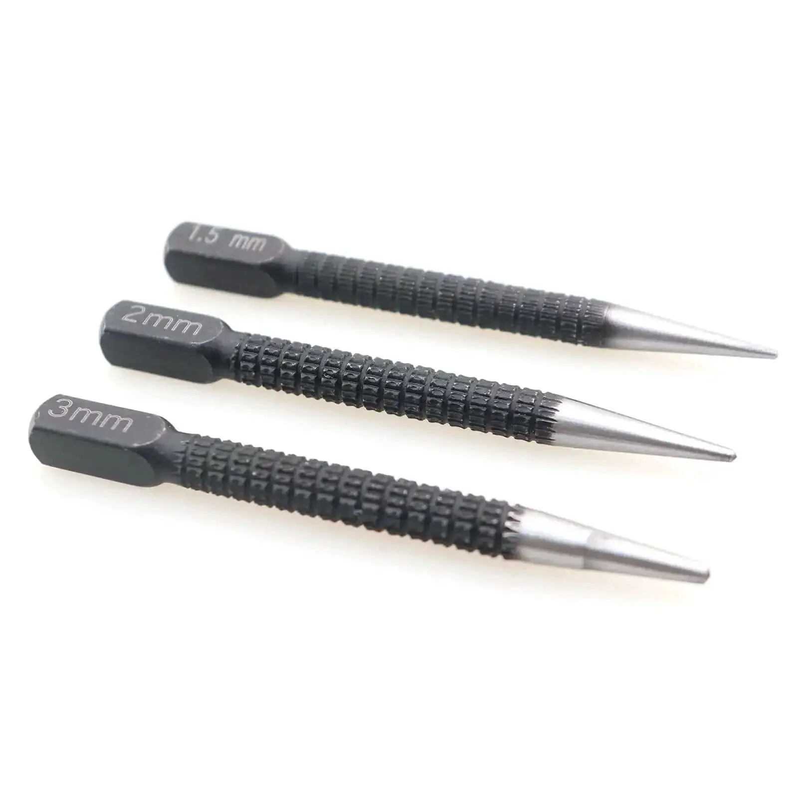 Three Piece Black High Carbon Steel Center Punch Drill Kit With 1.5mm 2mm 3mm Tips, Precision Marking Tool For Metal And Wood Openings, Ergonomic Grip For Precise Pointing And Quick, Tidy Positioning, Ideal For Maintenance And Installations - Image 4