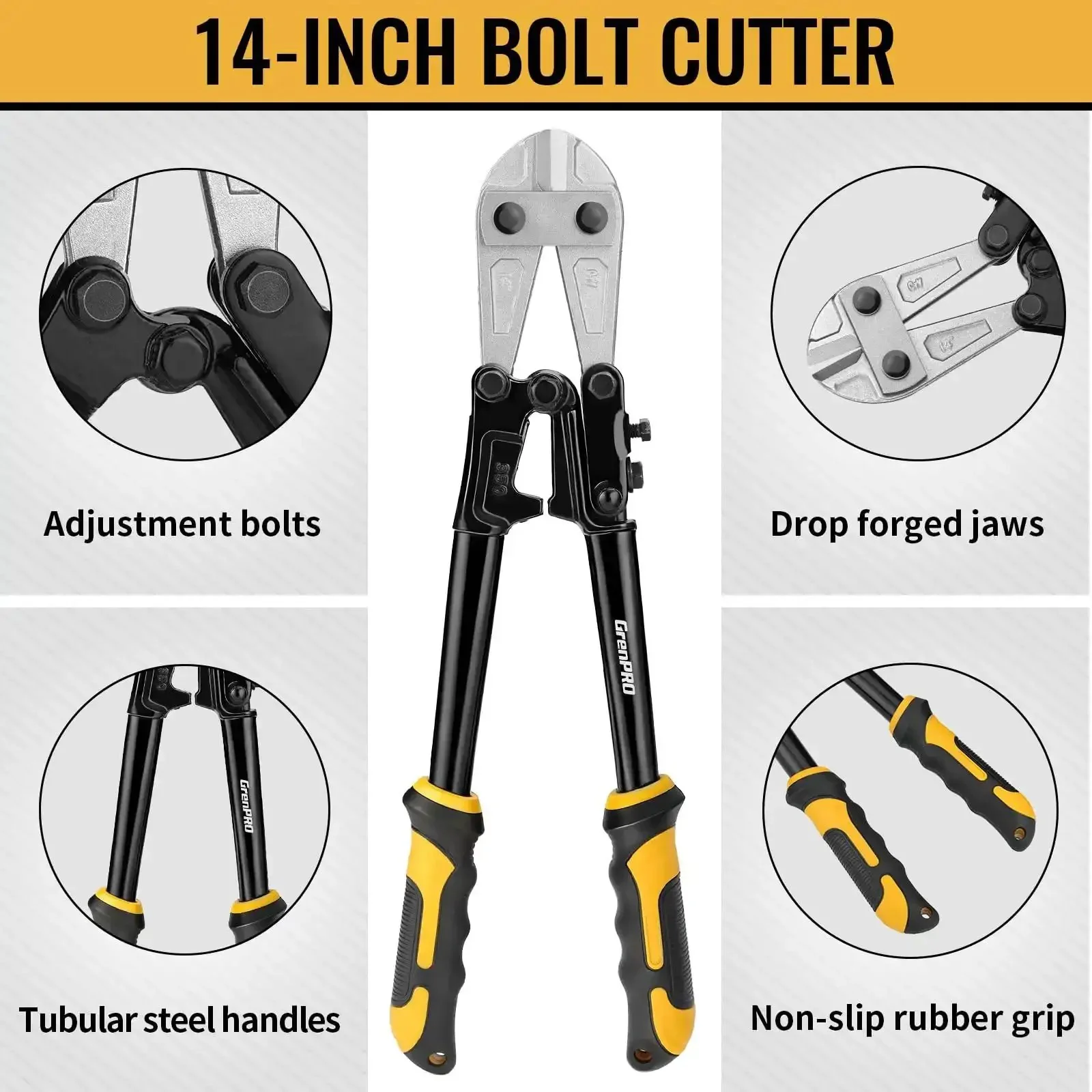 Three Piece Bolt Cutter Set With 14 Inch Heavy Duty Bolt Cutter, 8 Inch Mini Bolt Cutter, And 8 Inch Cable Cutter In Carrying Bag, Cr V Blade For Metal Locks Chains And Cable Cutting Tools - Image 6