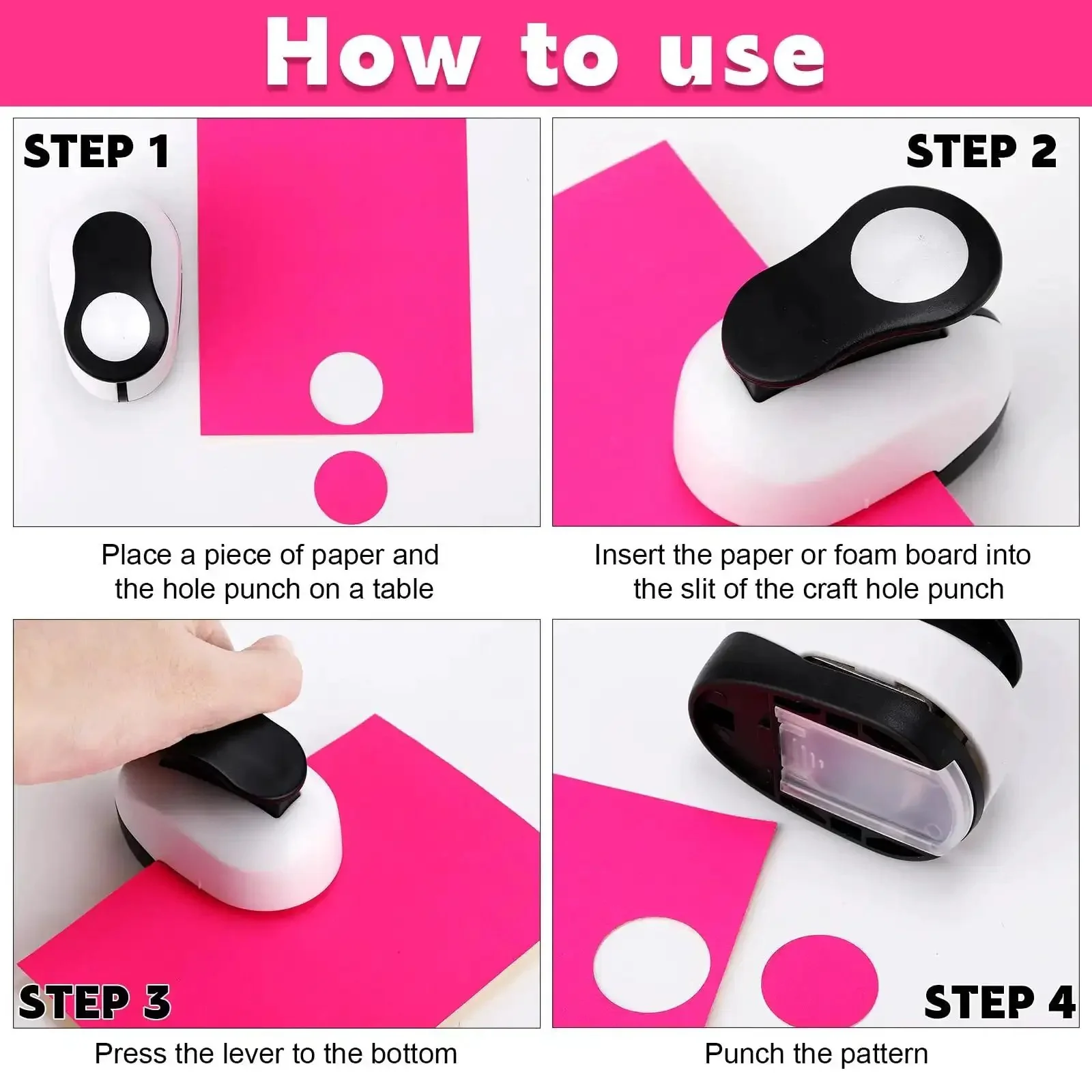 Three Piece Circle Punch Set 2 Inch 1 5 Eighth Inch And 1 Inch Black Paper Punches For Card Making Scrapbooking DIY Albums And Photos Plus 10 Colorful Sticker Papers - Image 4